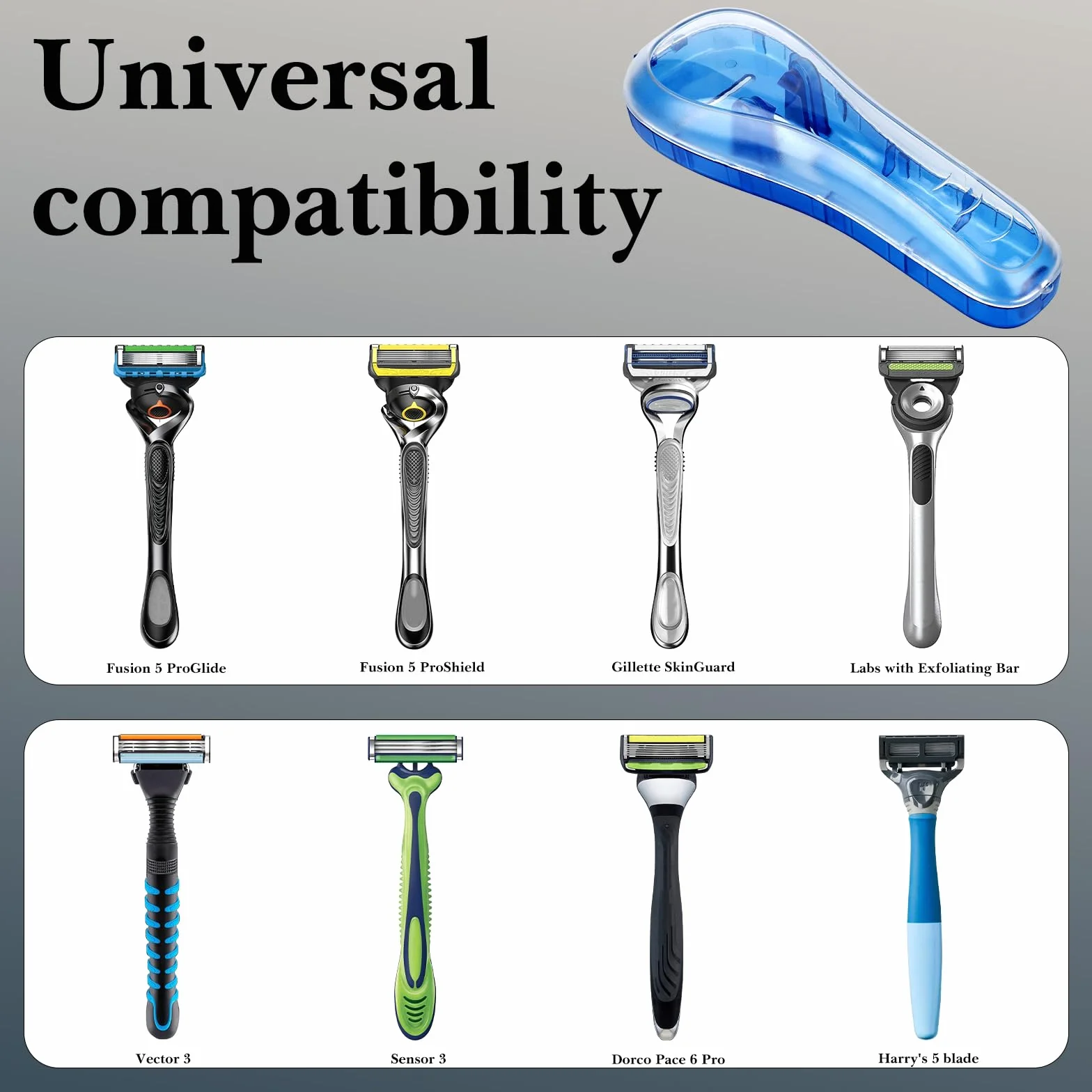 Linkidea 2 custodie rigide per rasoio, portatili e da viaggio, compatibili con Fusion 5 ProGlide, Sensor 3, SkinGuard, Pace 6 Pro (Blu)
