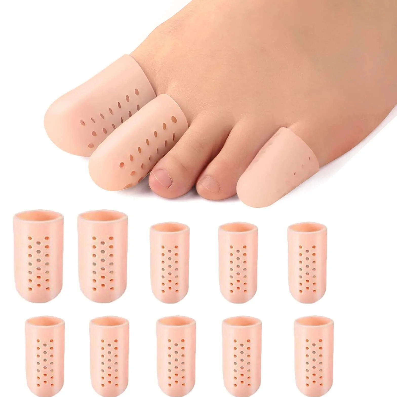 Protezione alluce,10 Pezzis cappucci Copri dita in gel,Protezione Piedi Traspirante Proteggi Dita Piedi,per Previene la formazione di calli e vesciche,Protect Nail Toes Per uomo e per donna