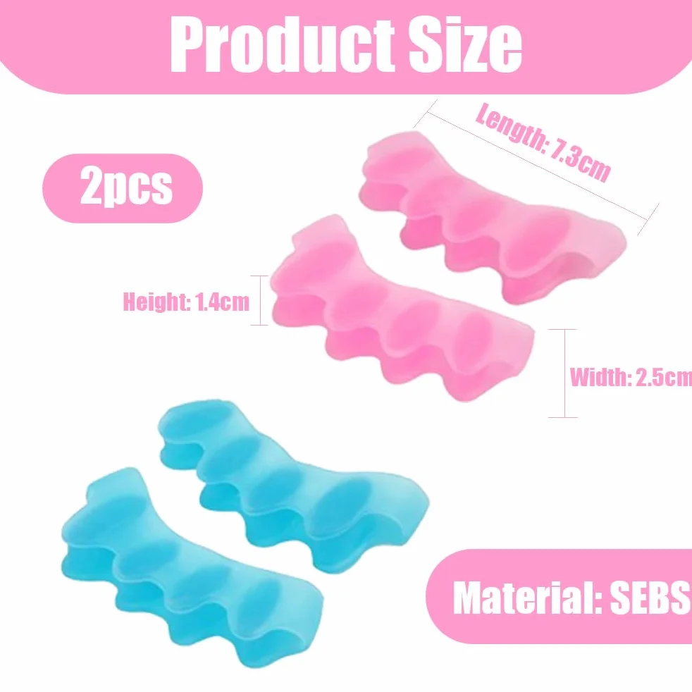 Separatori dita del piede in gel per hallux valgus, correttore alluce valgo, piedi a martello (blu/rosa)
