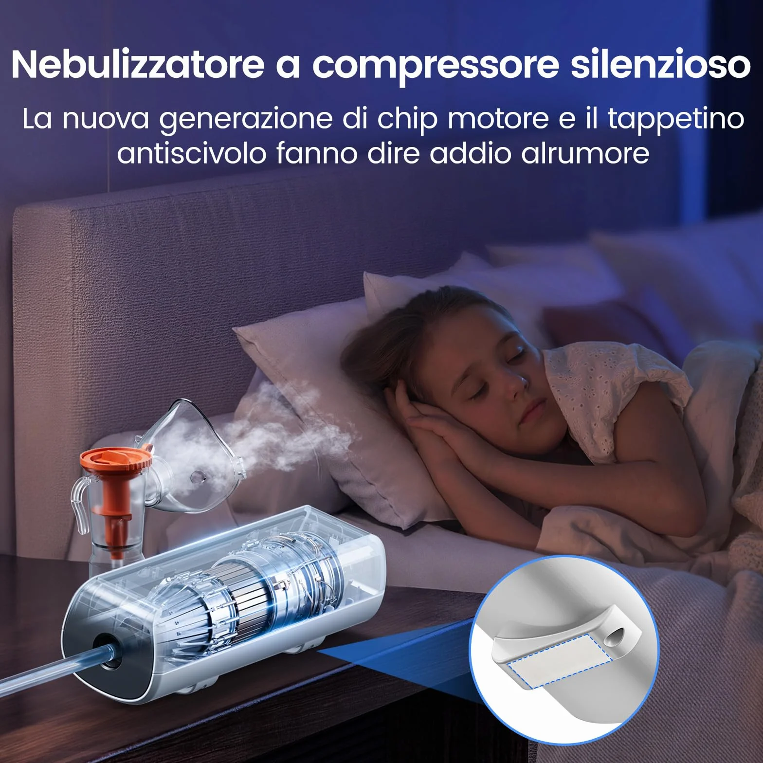 Aerosol per Bambini Adulti LED Intelligente Regolabile Macchina Aerosol con Timer Ultrasuoni Boccaglio 2 Mascherine Tosse Asma