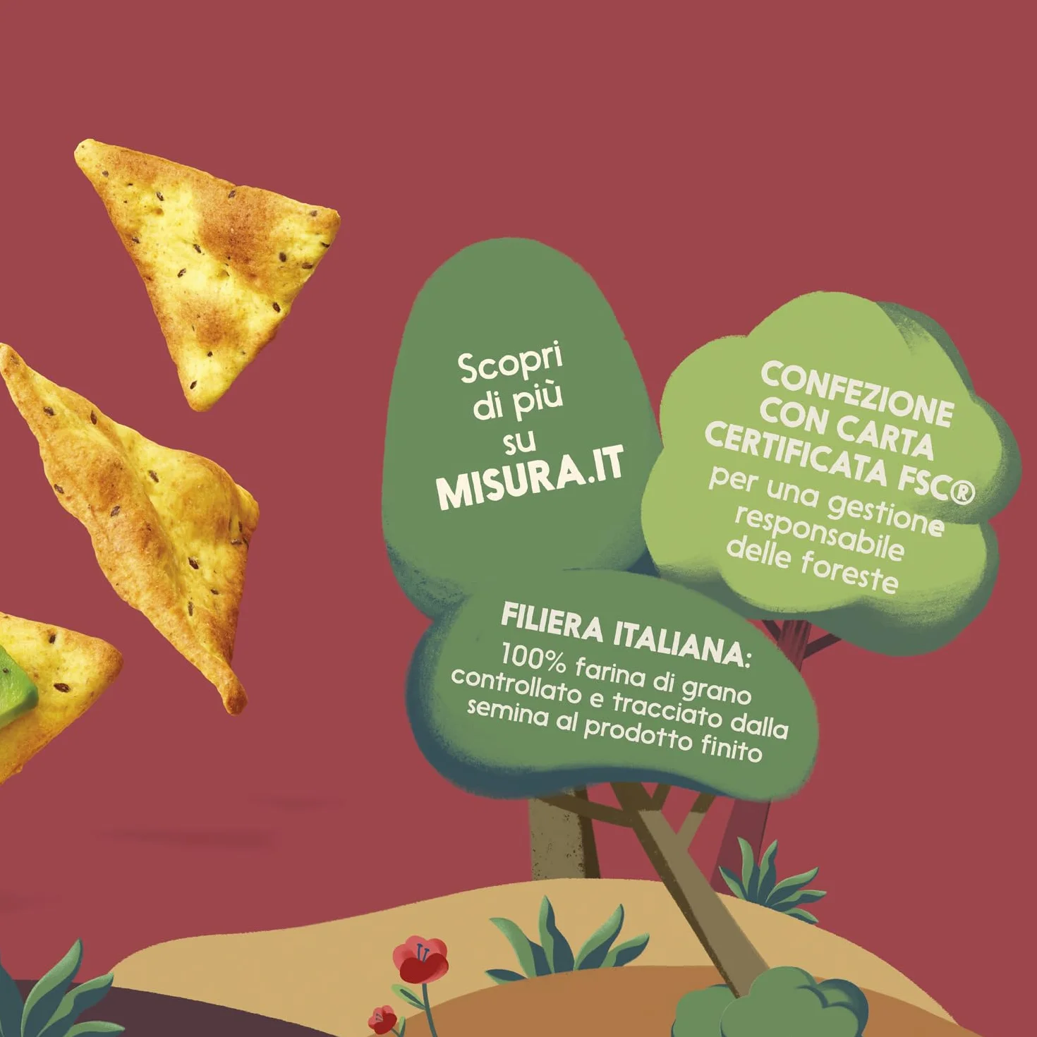 Misura Protein Sfoglie con Semi di Chia - Cotte al Forno, Ricche di Fibre, con 13 g di Proteine, Senza Aromi, Confezione da 170 gr con Carta Certificata FSC
