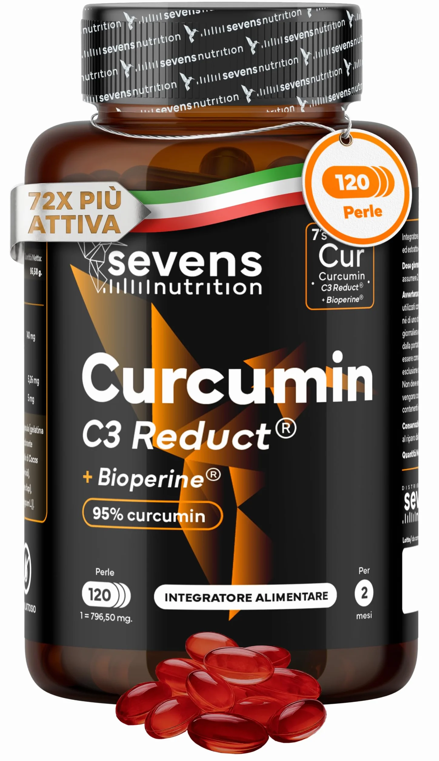 Curcumina 95% Curcuminoidi con Piperina e BioPerine® - Capsule Alta Biodisponibilità - Integratore Articolazioni e Digestione