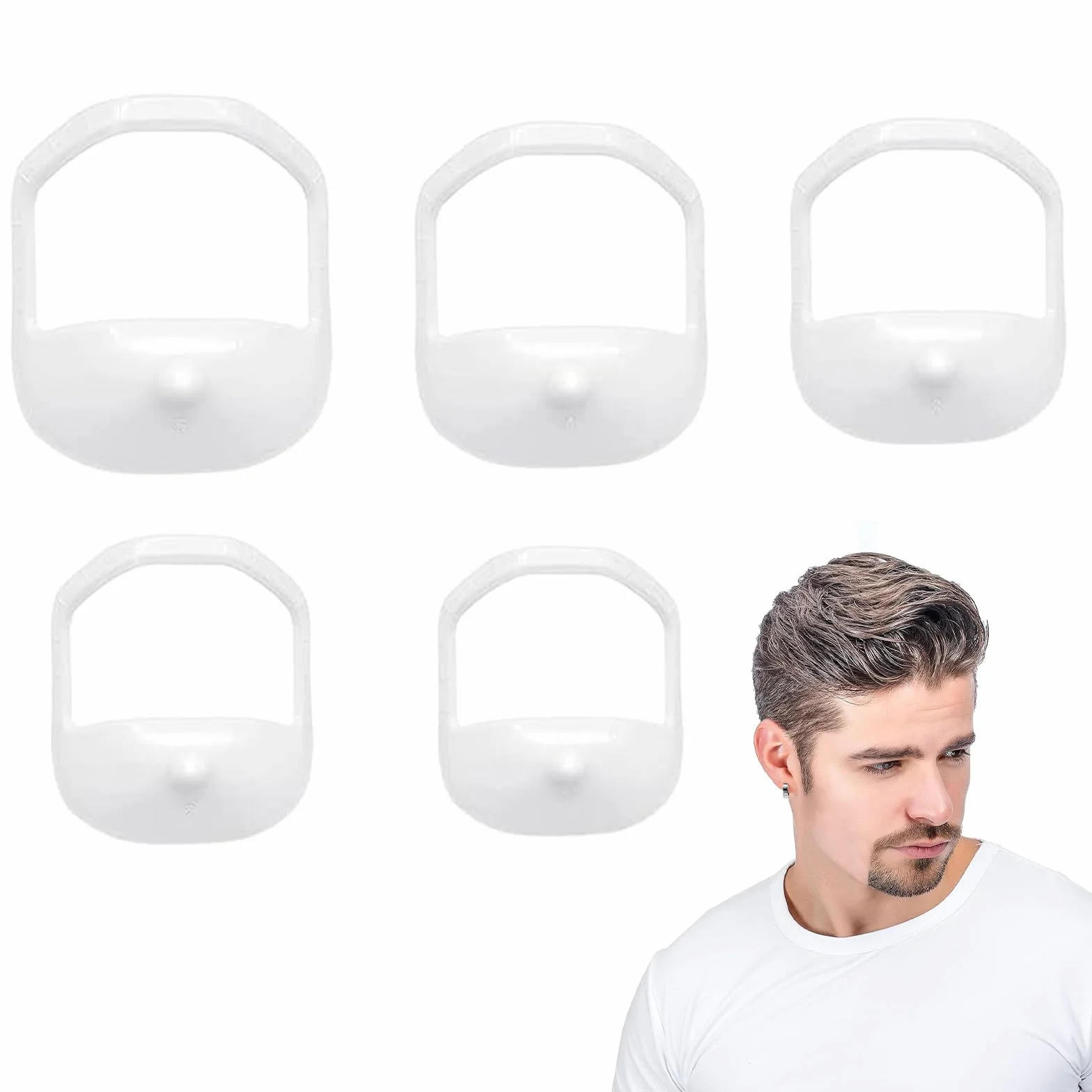 Modelli per Styling Barba,Modello per Rasatura pizzetto Modelli,Strumento per modellare e acconciare la barba,Modello Shaper Barba per Accessori Barba Modello per lo Styling Della Barba,5 Pezzi,Bianco