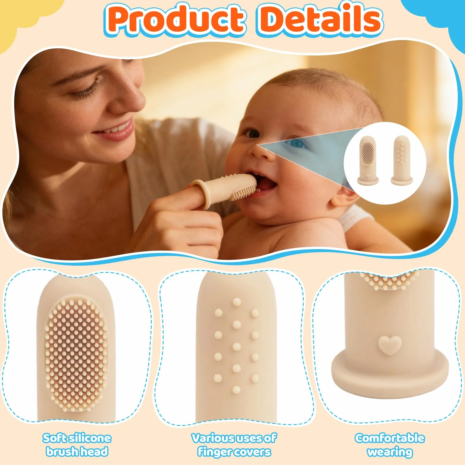 4 Pezzi Spazzolino da Dito in Silicone per Neonato Bambini, Igienizzare Bocca e Lingua Spazzolini Neonati Pulitore Gengive (Multicolore)
