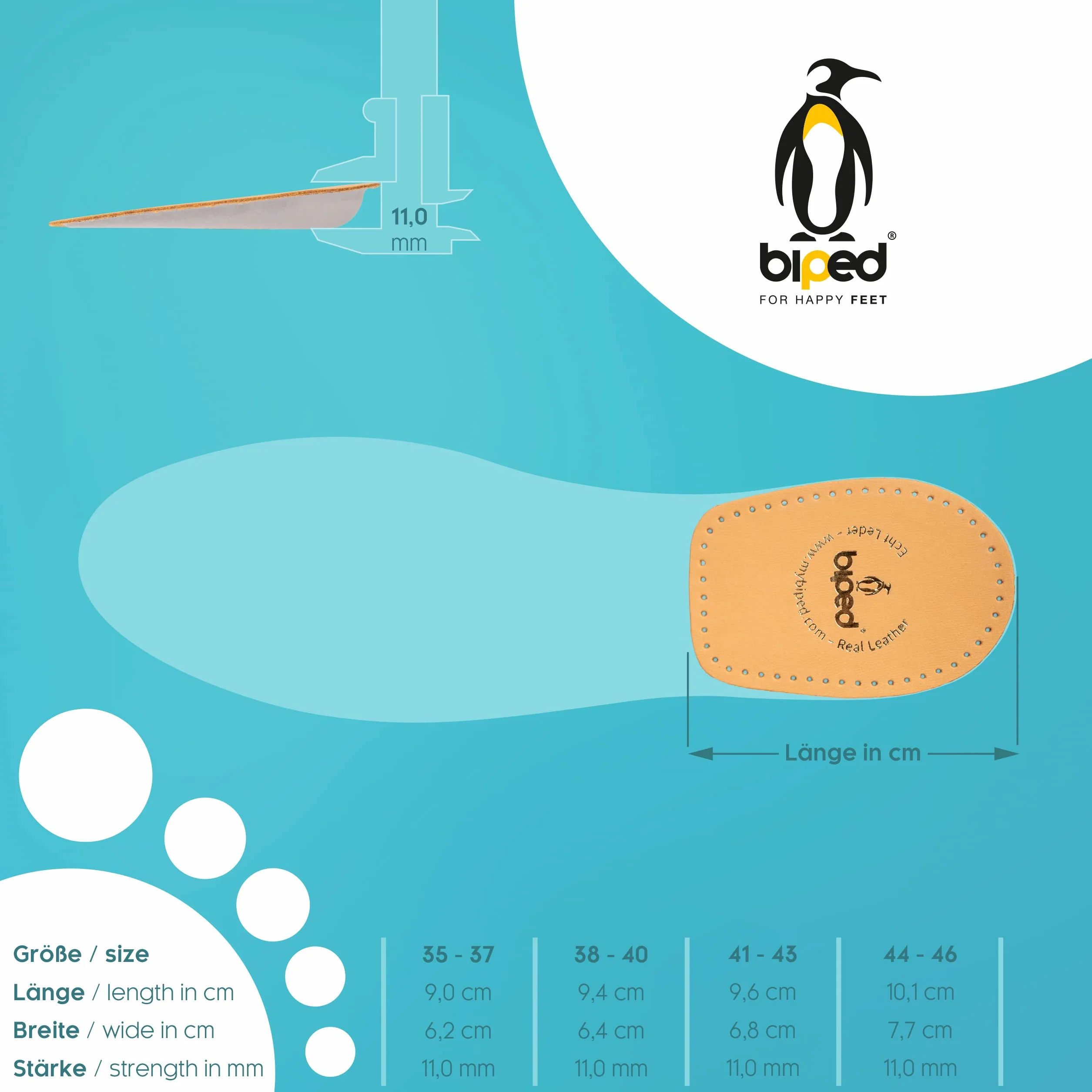 biped HEALTH 2 paia di talloniere in pelle conciata al vegetale - alzatacco per tutte le scarpe – talloniera piacevolmente morbida z2040
