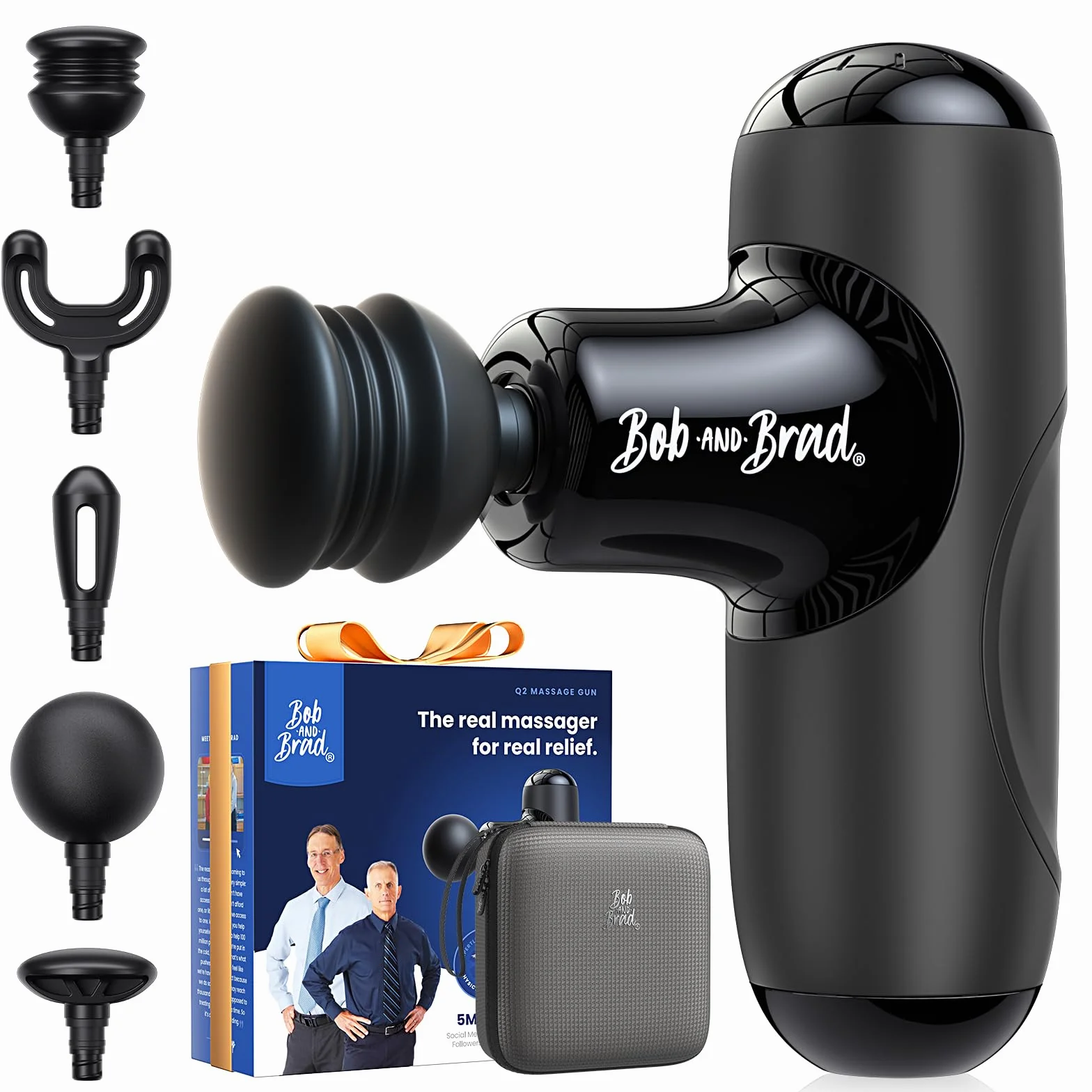 BOB AND BRAD Q2 Mini Pistola Massaggio Muscolare Portatile, Massaggiatore Elettrico per Schiena e Spalle, Silenzioso, Ricarica USB-C, Custodia Inclusa, Ideale per Ufficio, Viaggi e Sport