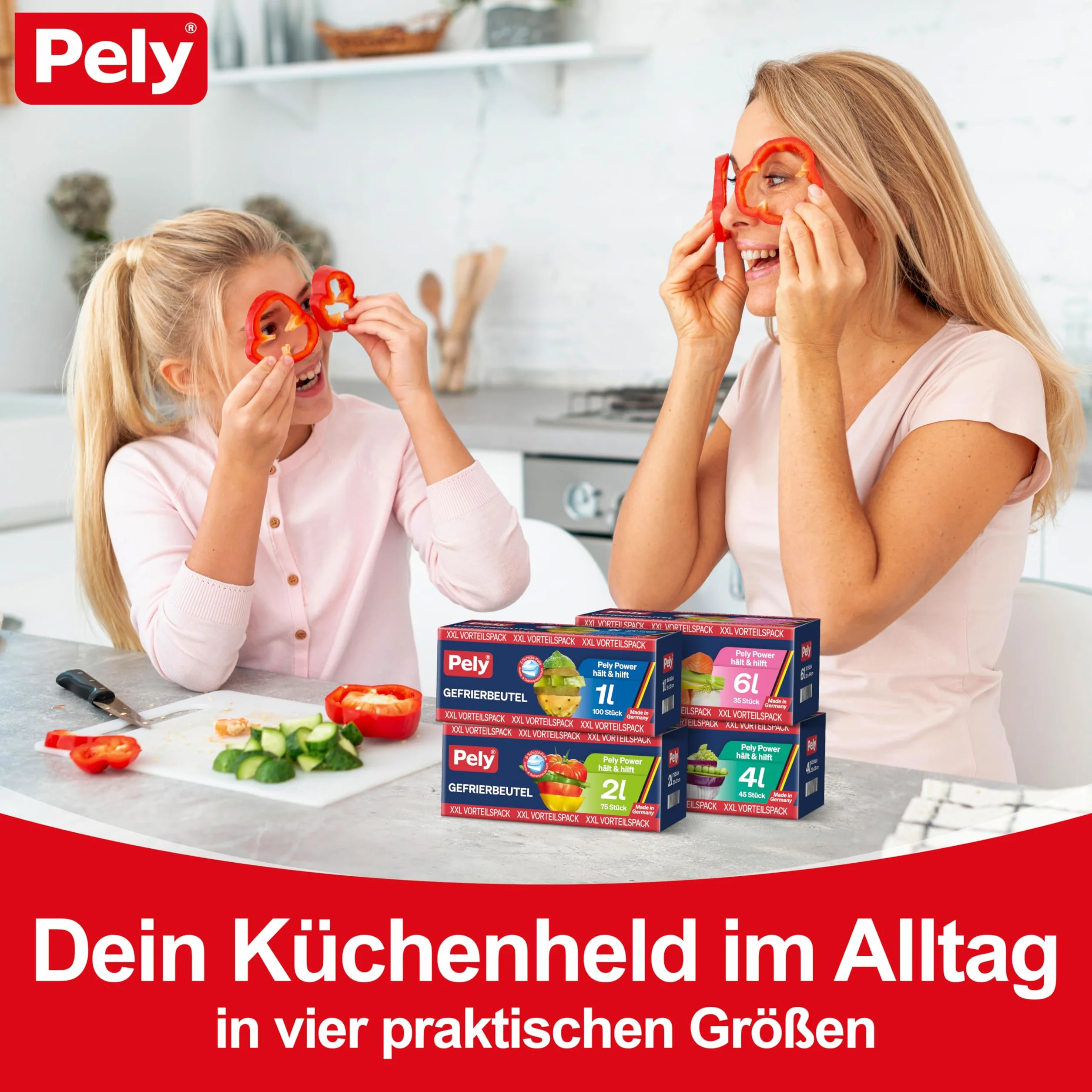 pely 8674 - Sacchetti per congelatore, 4 l, 45 sacchetti, confezione risparmio (4 litri)