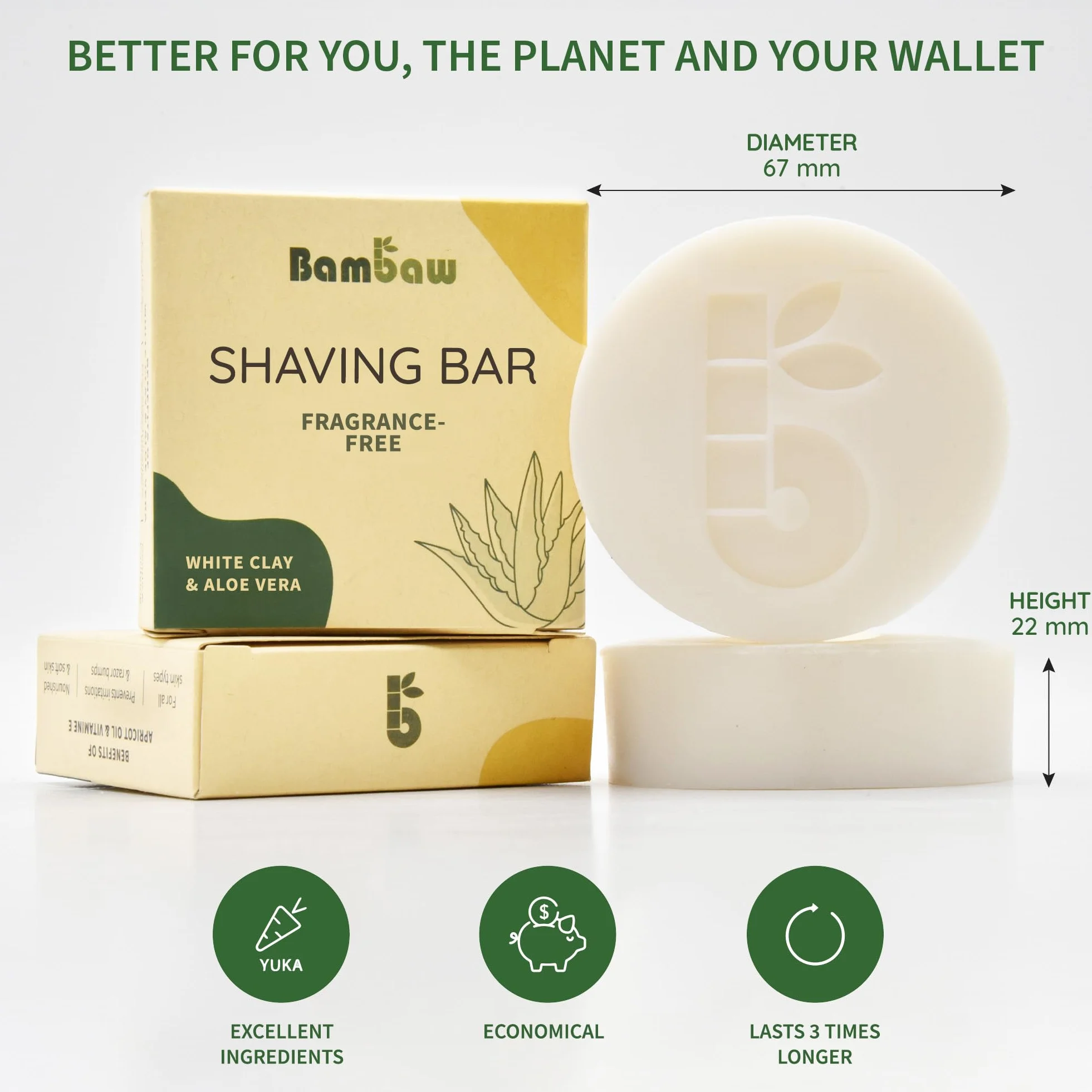 Bambaw Sapone da barba 80g Sapone naturale argilla e aloe vera artigianale solido vegetale