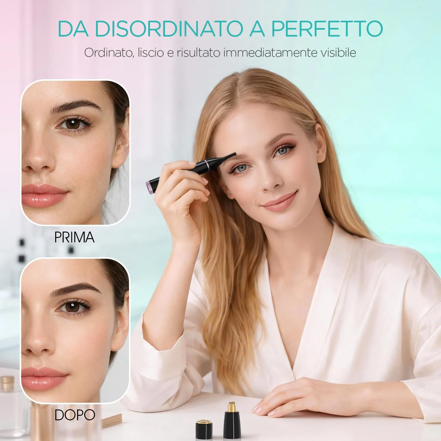 VOGOE Regolatore Sopracciglia Elettrico 3-in-1 per Donne, Epilatore Viso Donna Indolore, Ricaricabile e Portatile, per Labbra, Mento e Guance (Nero)