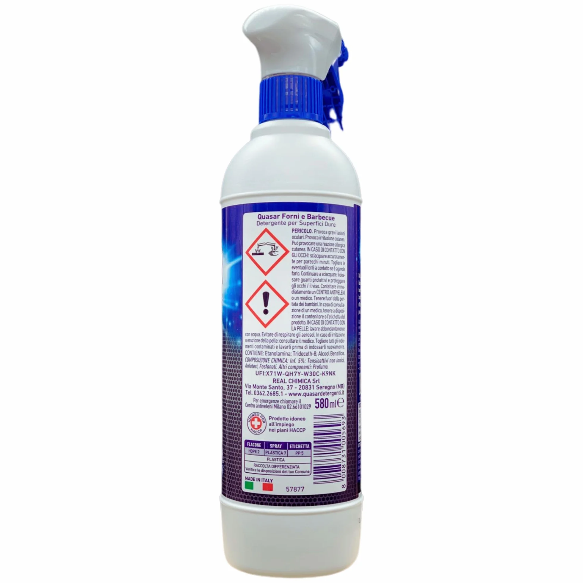 SET QUASAR: 2x Detergente Spray FORNI & BARBECUE, Sgrassante, Disincrostante e Antiodore 580ml + Panno In Lattice SOFT, Formato 30x30
