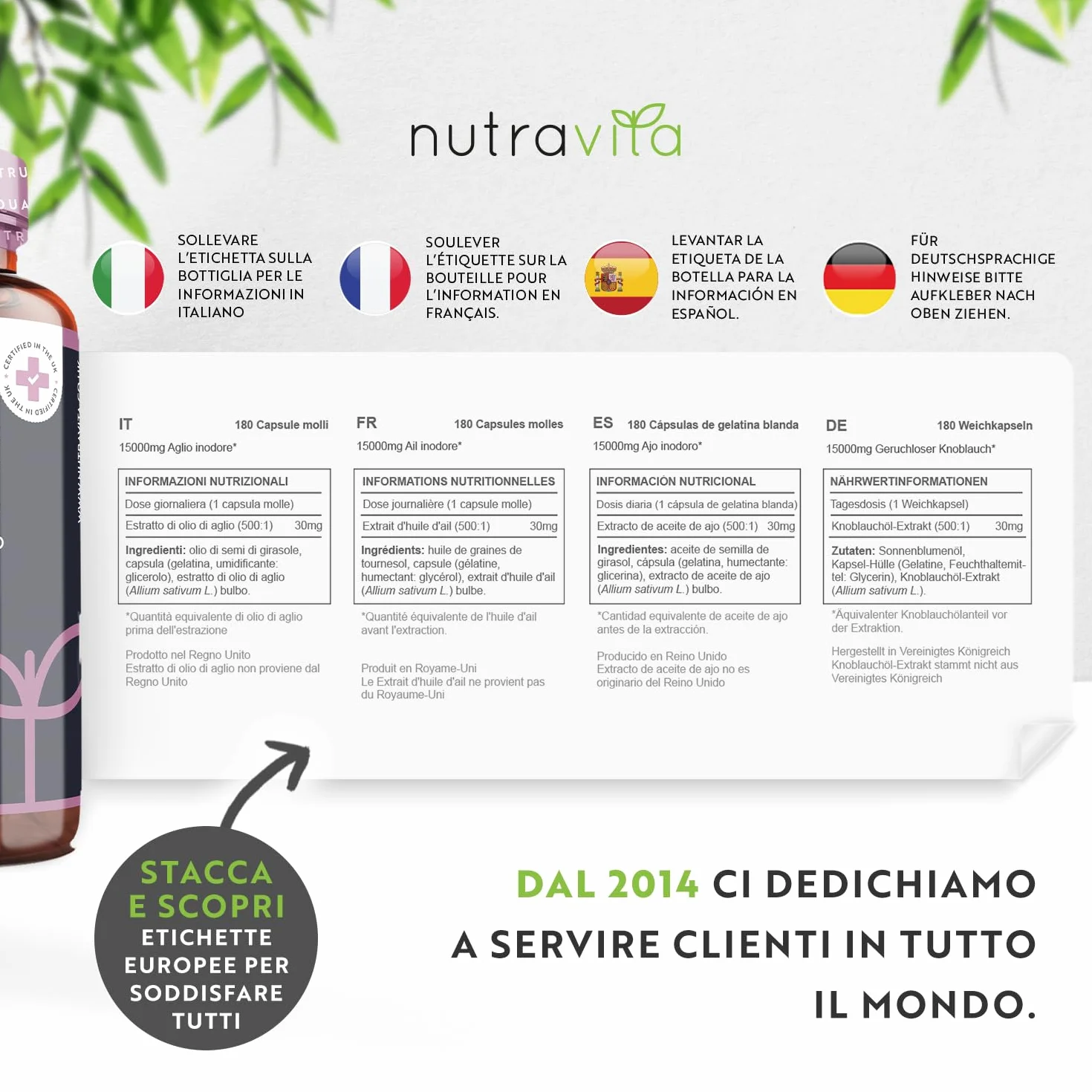 Nutravita Aglio Inodore in Capsule 15.000mg – 180 Softgels AltoDosaggio – Fornitura di 6 Mesi – Estratto di Olio di Aglio Puro ad Alta Qualità Deodorizzato Ricavato dall’Allium Sativum