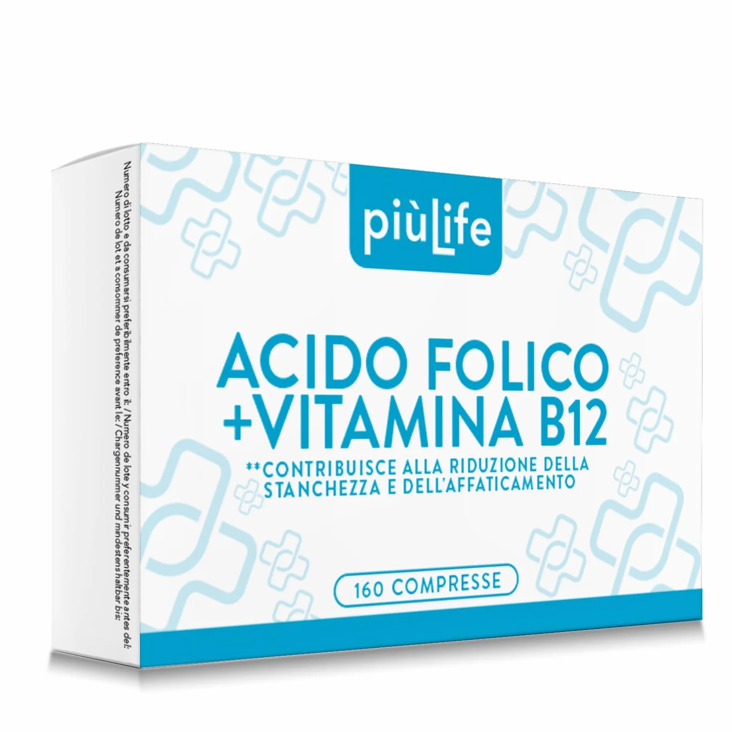 Acido Folico 400 μg Con B12 160 Compresse PiùLife Integratore Energia Contro Stanchezza
