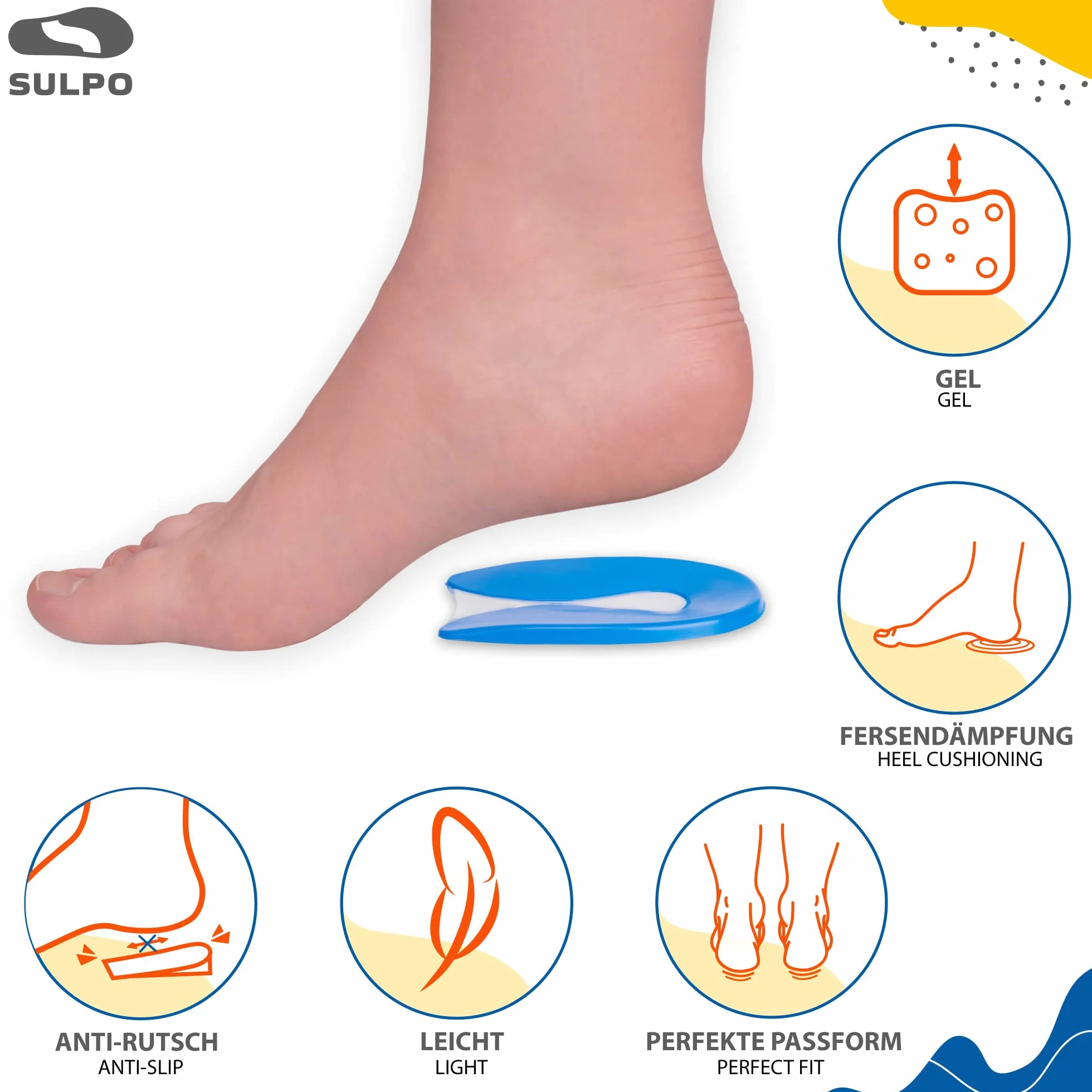 SULPO 2 paia di protezioni per tallone per bambini contro il dolore di pressione per sperone calcaneare, cuscino per tallone a forma di U, misura 30-35