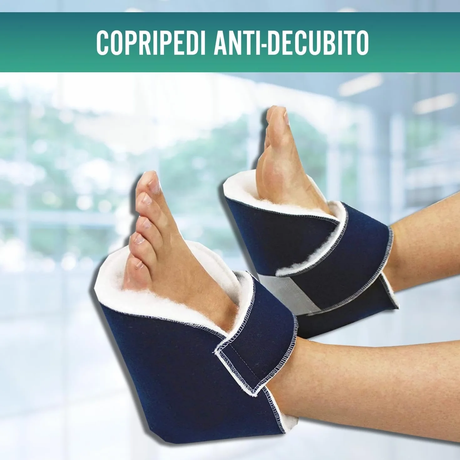 OrtoPrime Talloniere Antidecubito Blu 1 Paio - Talloniera Ortopedica - Talloniera Antidecubito per Piaghe da Decubito - Talloniere Antidecubito Universali - Proteggi Talloni per Sedia a Rotelle