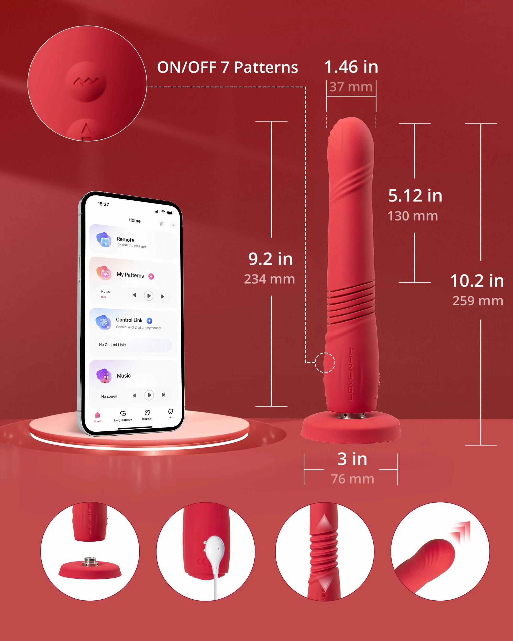 LOVENSE Gravity Bluetooth Vibratori Realistici per Donna con Telecomando, Dildo Automatico Retrattile, Modalità di Vibrazione Personalizzate illimitate