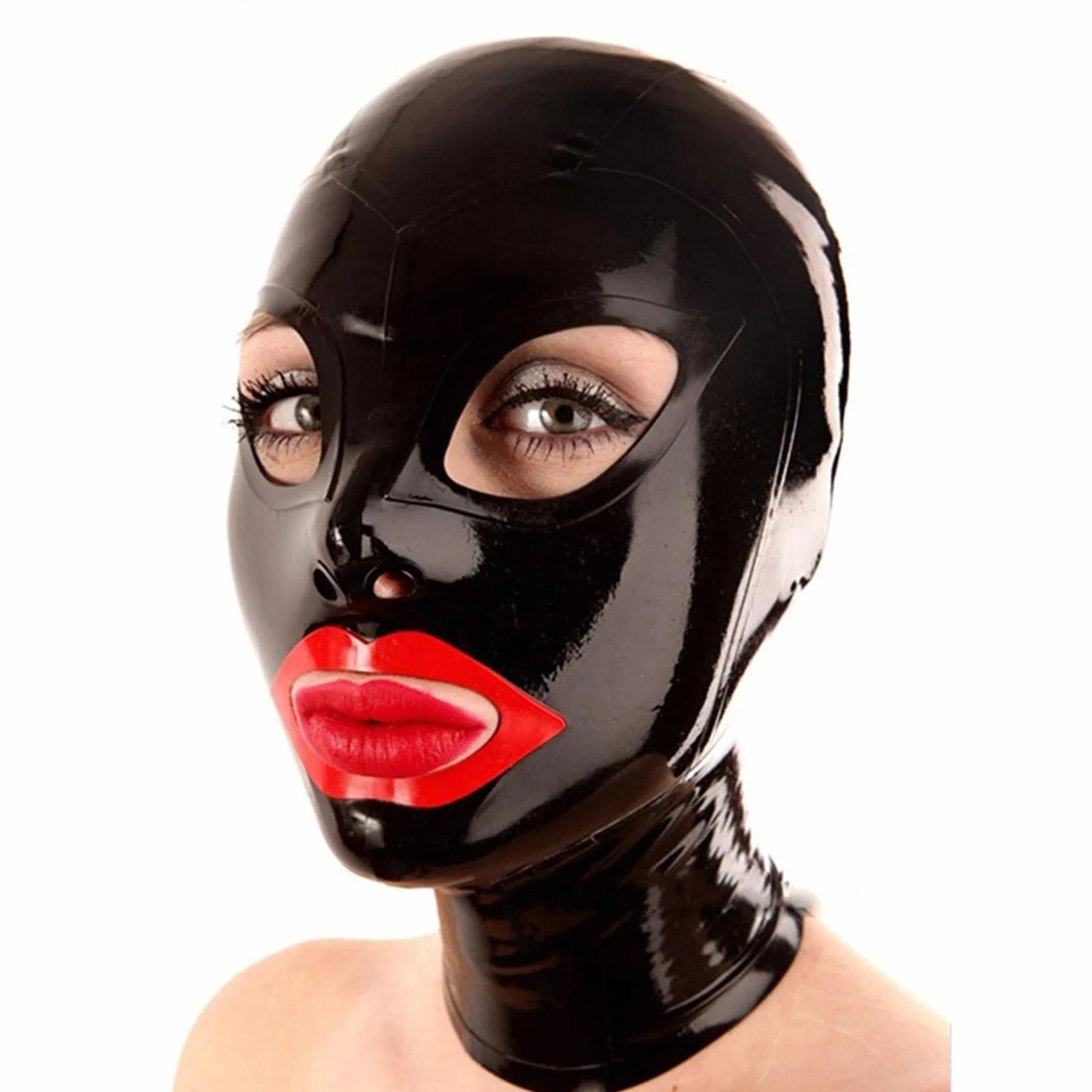 Lattice Maschera per la testa Cappuccio in latex per gioco di ruolo Party Abbigliamento da club