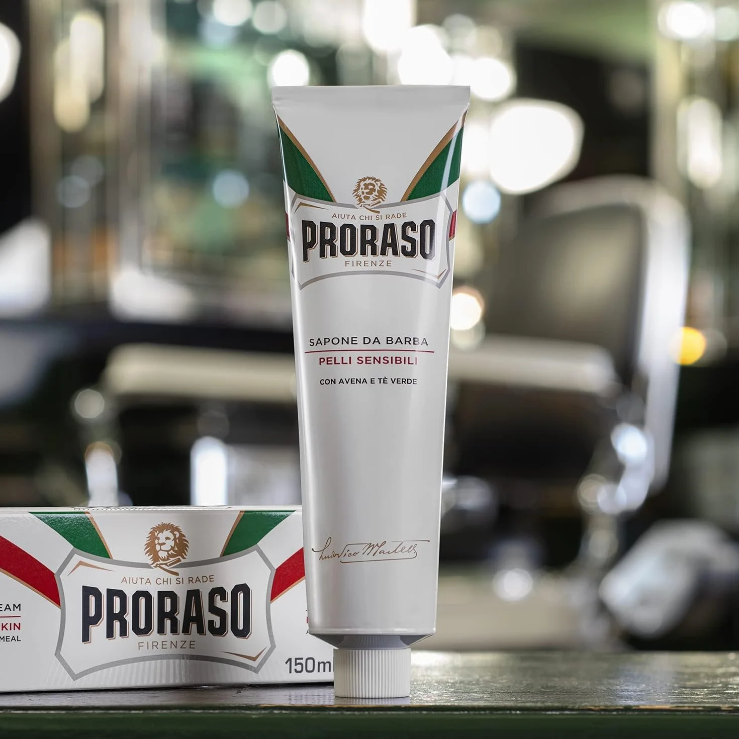 Proraso Sapone da Barba in Tubo Pelli Sensibili, 3 x 150ml, con Avena e Tè Verde