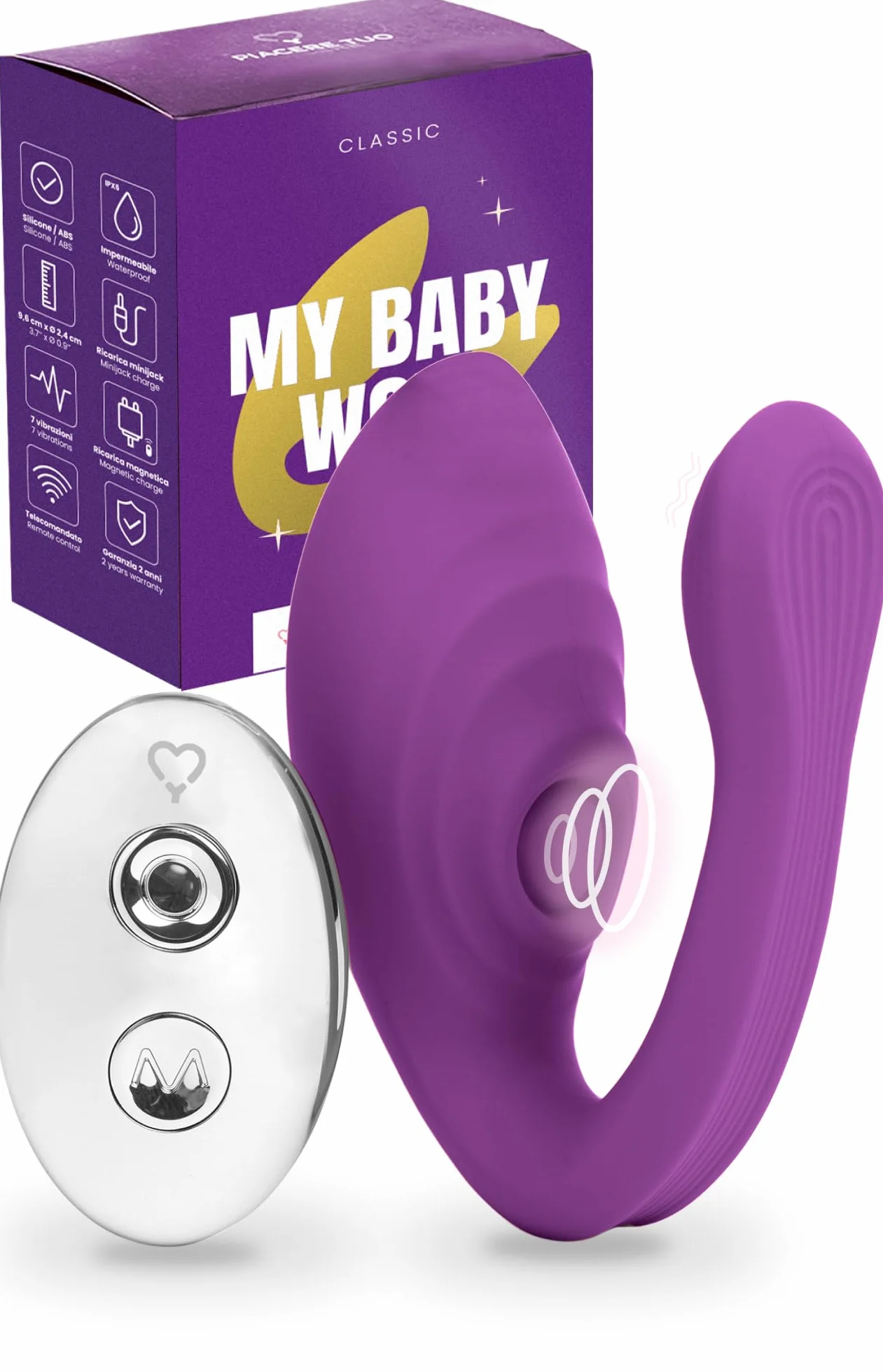 MySecretCase Vibratore per Donna Telecomando a Distanza 7 Modalità Vibrazione Stimolatore Clitoride Viola