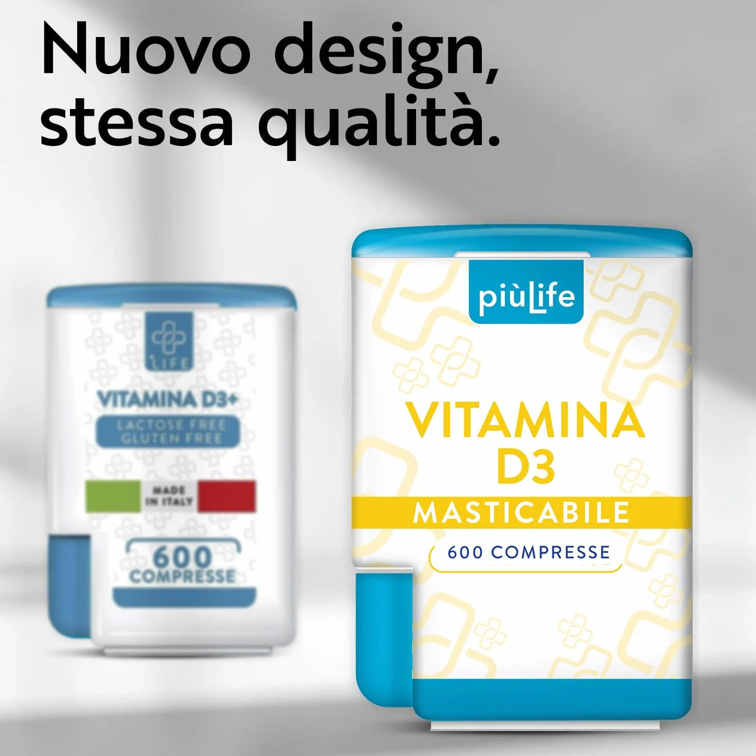 Vitamina D 2000 UI PiùLife, 600 Mini Compresse Vitamina D3 Masticabile (2cpr Per Dose), Integratore Vit D Pura, Difese Immunitarie, Ossa Muscoli Denti, Vit D3 Gluten Free, Lactose Free