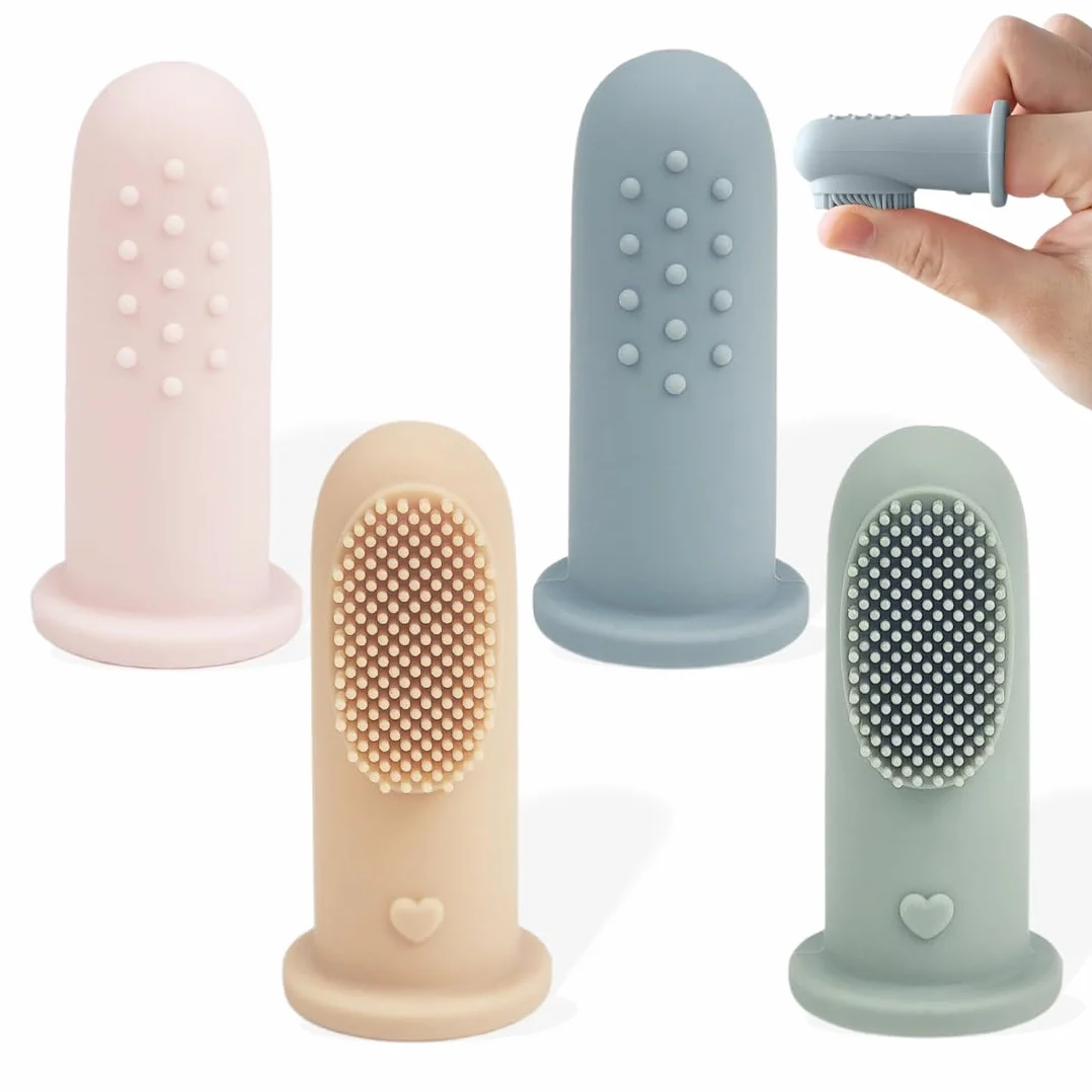 4 Pezzi Spazzolini da Dito in Silicone per Bambini, Spazzolino Neonati e Spazzolino Silicone per la Prima Igiene Orale, Massaggio Gengivale e Dentizione