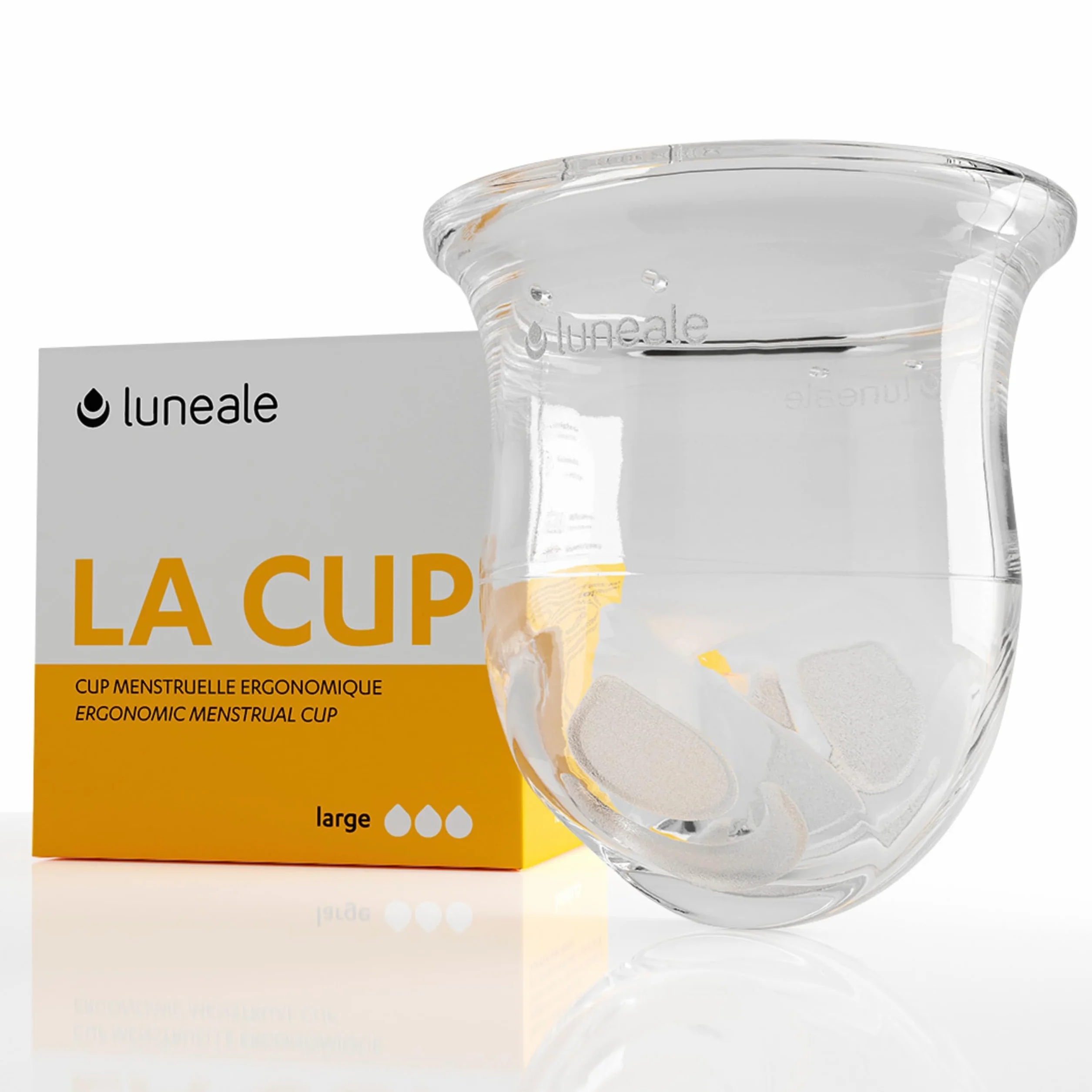 La Cup Luneale - coppetta mestruale - design ergonomico esclusivo creato con ostetriche - fabbricazione francese - 100% silicone medico al platino (L - Flusso abbondante/molto abondante)