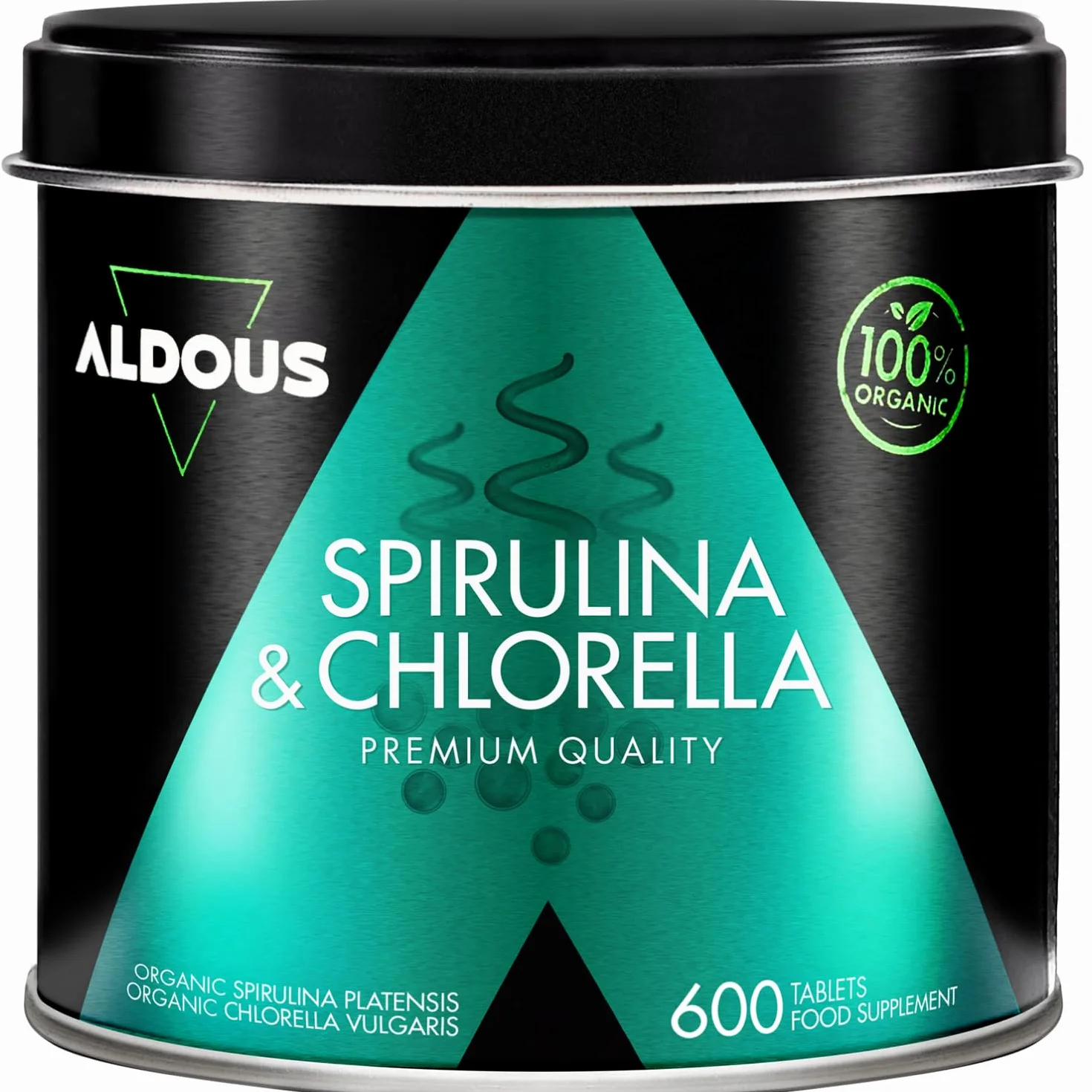 ALDOUS Spirulina e Clorella Bio 1800mg 600 Compresse Detox Energia Immunità Vegan