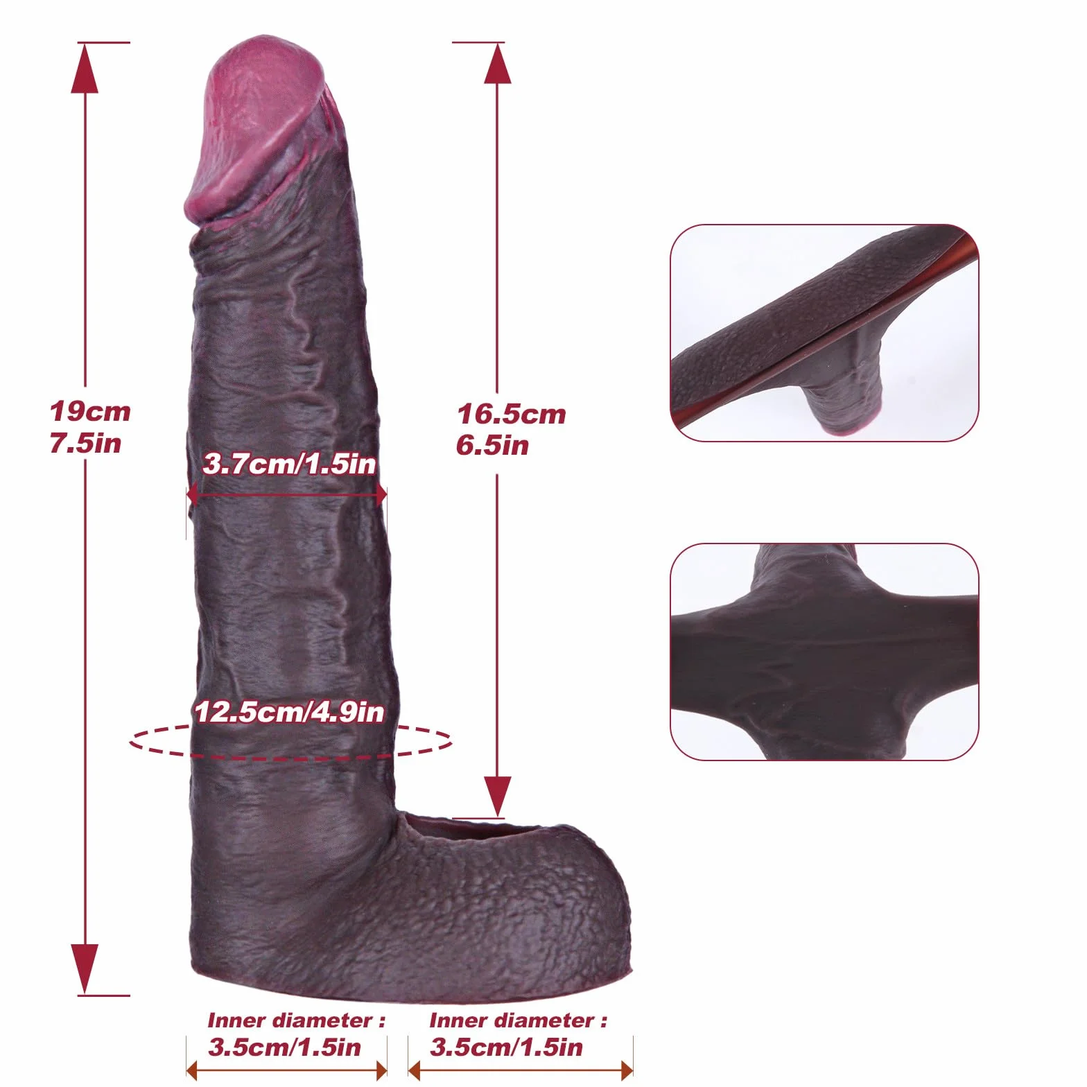 Allargatore realistico per pene maschile, fodera in silicone riutilizzabile 7,5 pollici con anello spesso, per ritardare l’eiaculazione, migliorare l’erezione, giocattolo sessuale per coppie maschili