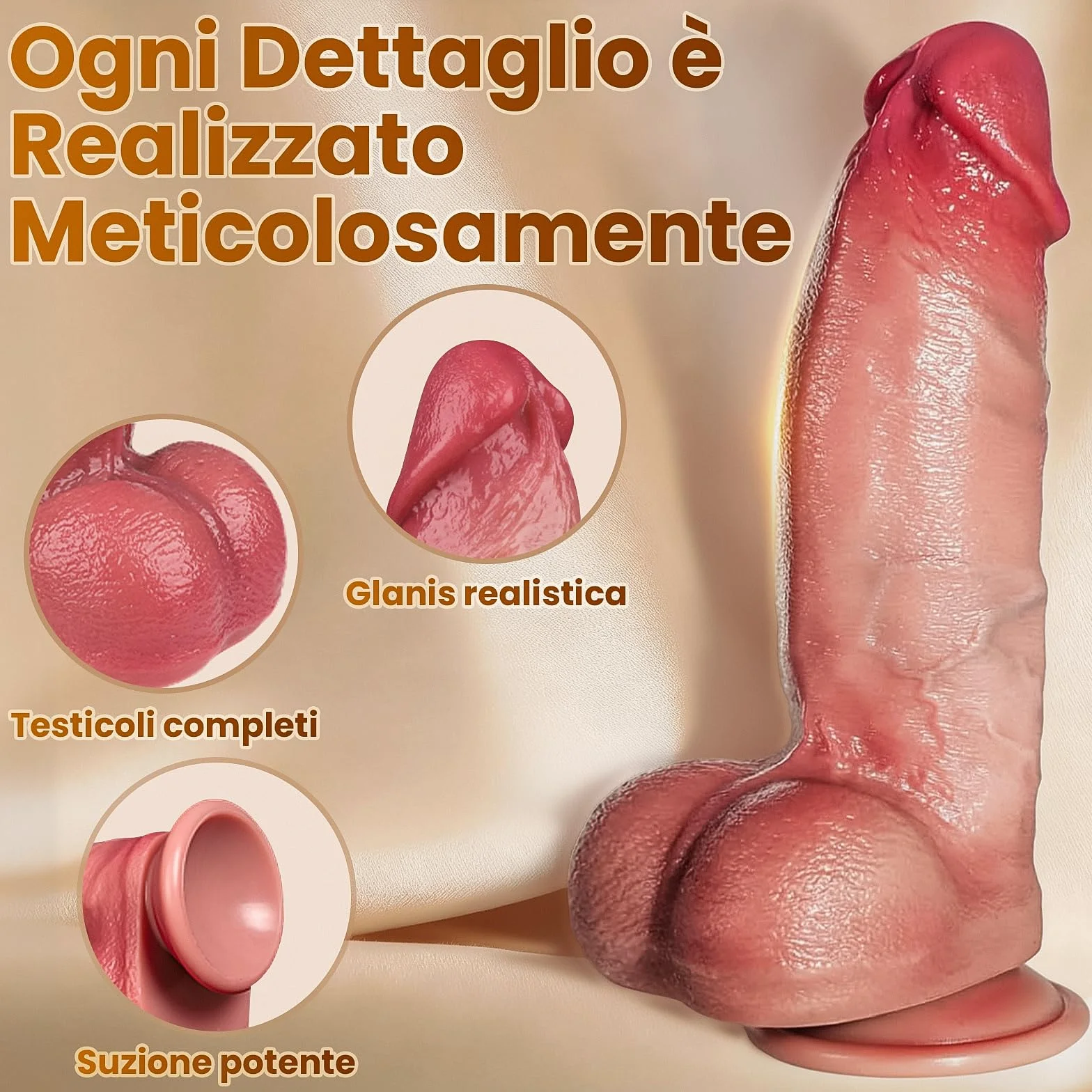 Dildo Realistico 21.5cm Fallo Pene Finto per Donna 5.1cm Spessore Sex Toys Sessuali per Adulti