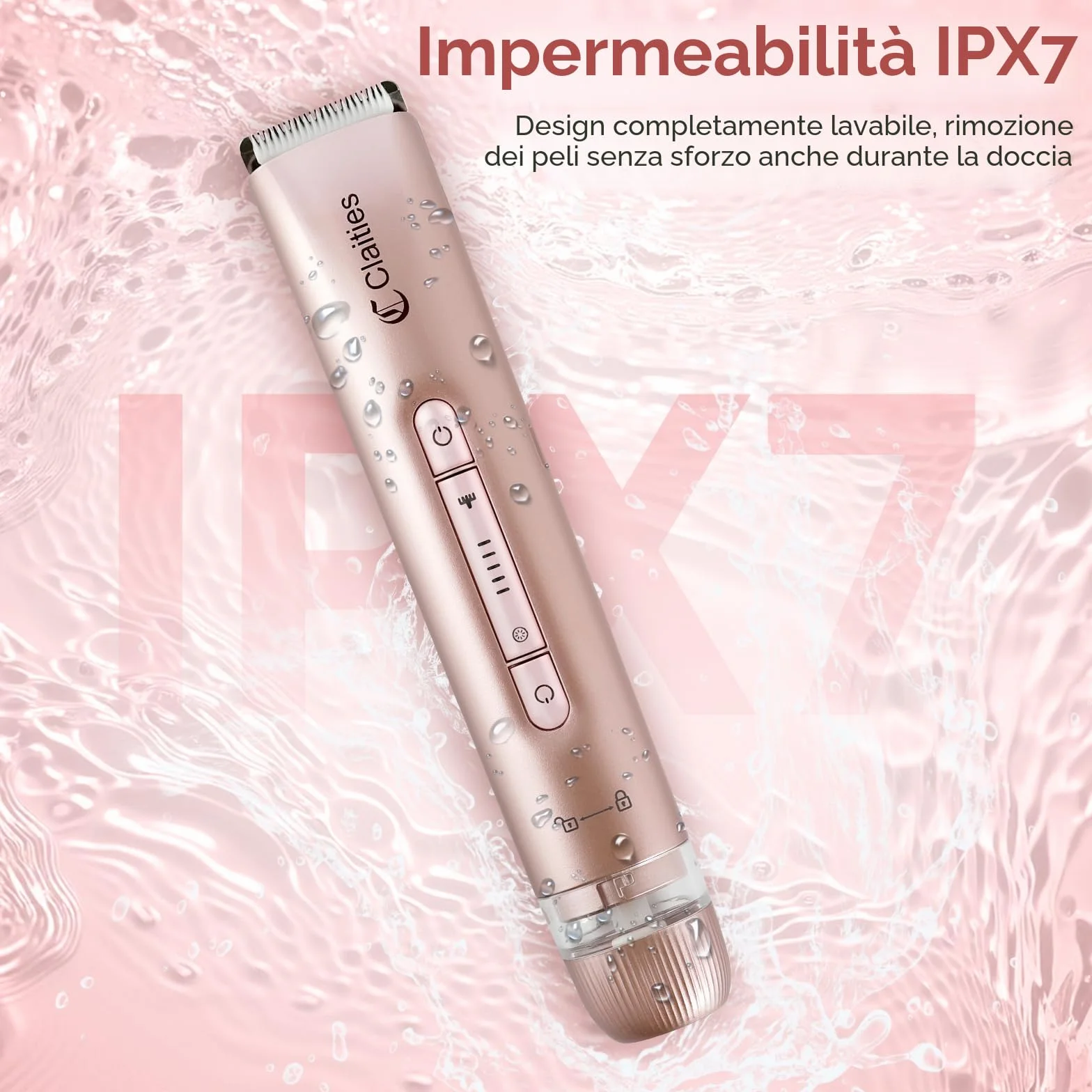 Rasoio elettrico da donna 2 in 1 a doppia testa IPX7 impermeabile per bikini gambe braccia viso