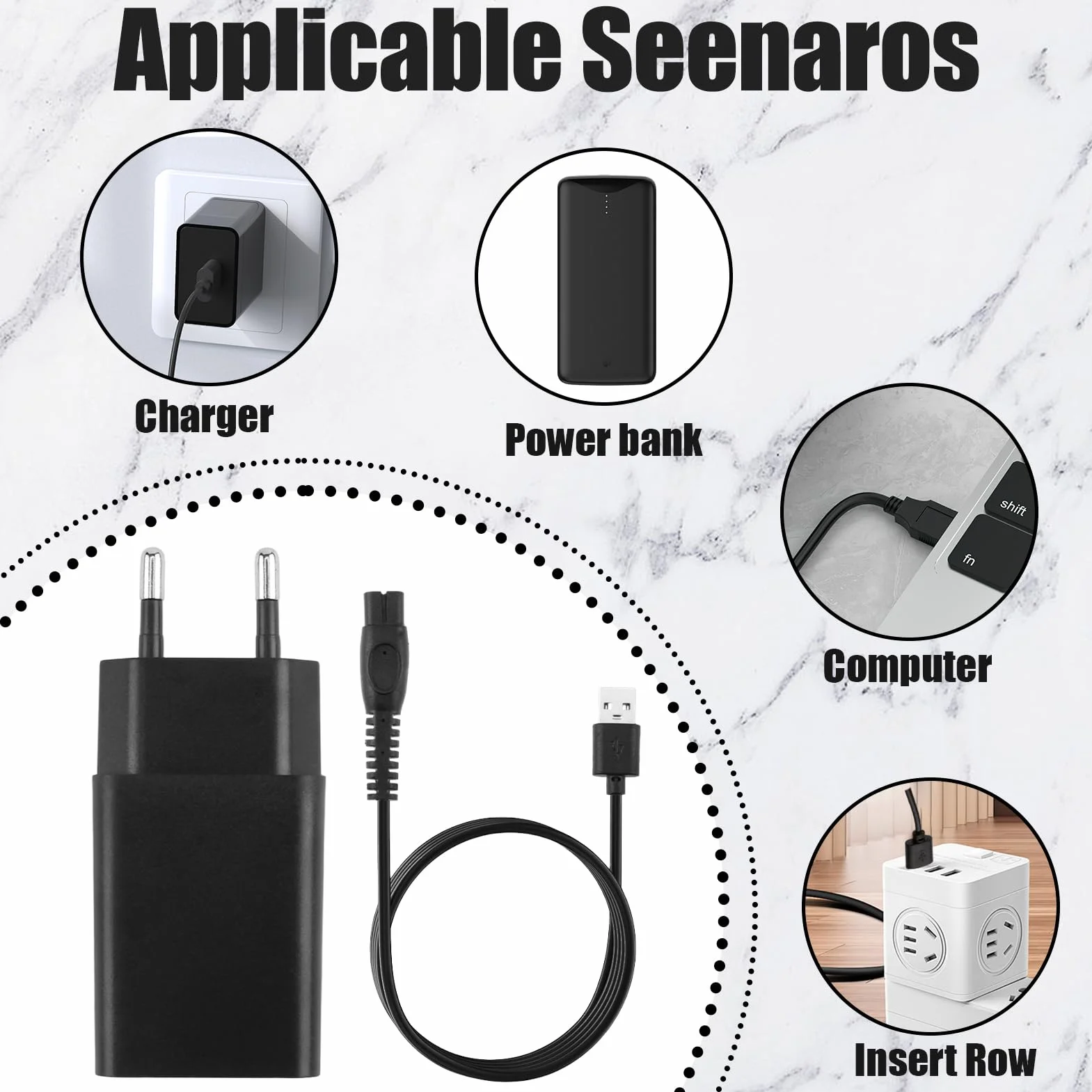 Cavo di Ricarica USB 5V Compatibile con Philips per Rasoio Accessorio, Filo di Rame Spesso