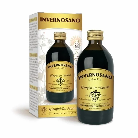 Dr Giorgini INVERNOSANO liquido analcoolico - 200 ml (integratore di sambuco, arricchito con vitamina C, rame e zinco, per il sistema immunitario - adatto anche ai BAMBINI)