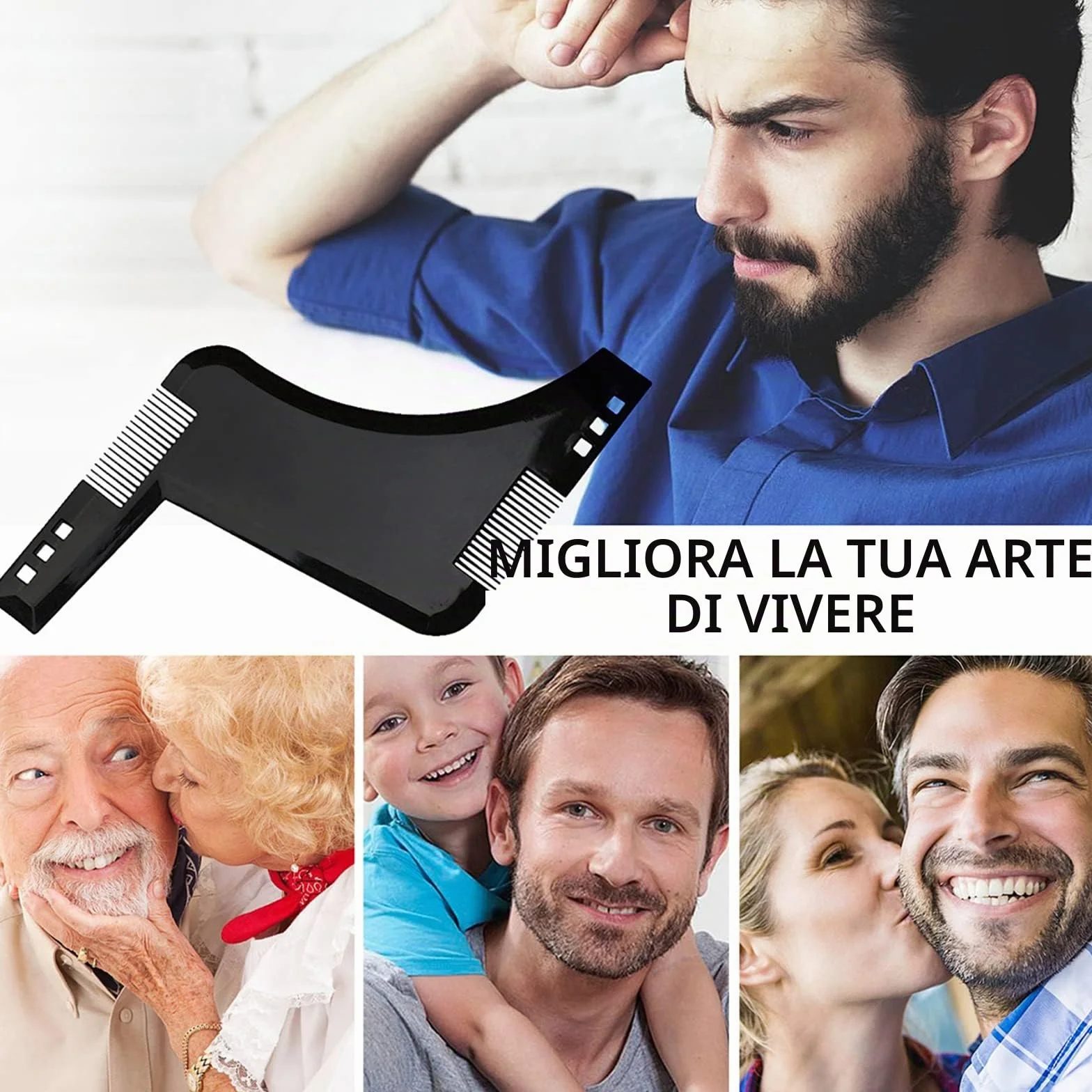 Pettine Stencil Barba Signori Collo Sagome Styling Tool Rasatura Barba