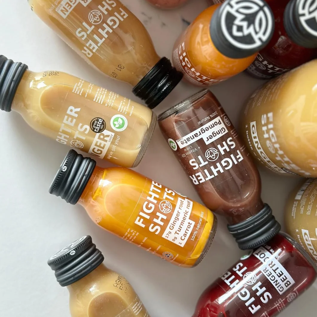 Fighter Shots Mixed Pack 12x60ml Ginger Turmeric Collagen Beetroot 100% Natural