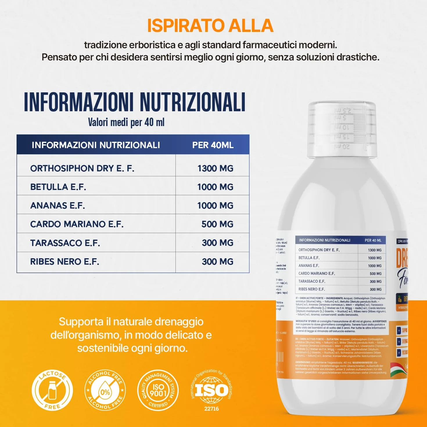 Diuretico Drenante Forte Detox Ritenzione Idrica Anticellulite 500 ML Gusto Ananas Made in Italy