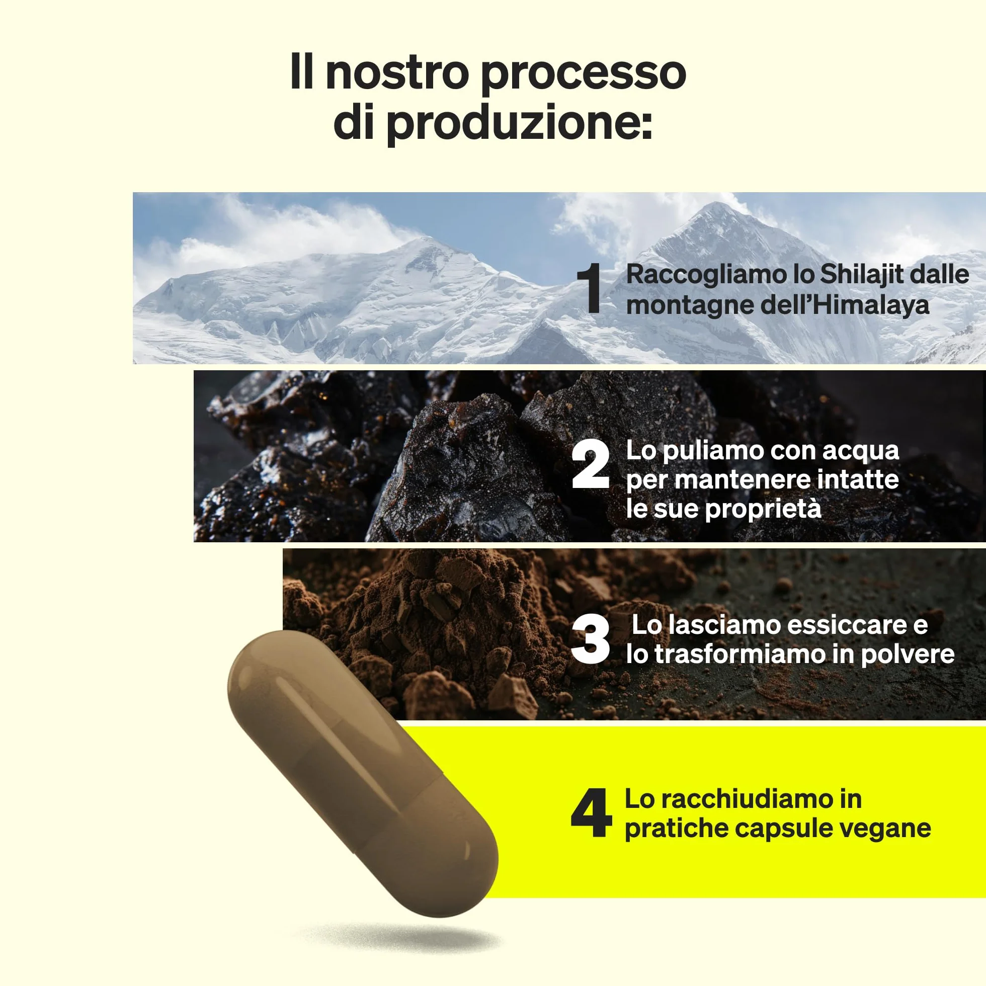 Integratore di Shilajit 1300 mg per Dose - 120 Capsule Vegane - Privo di Additivi - Prodotto in Germania e Testato in Laboratorio