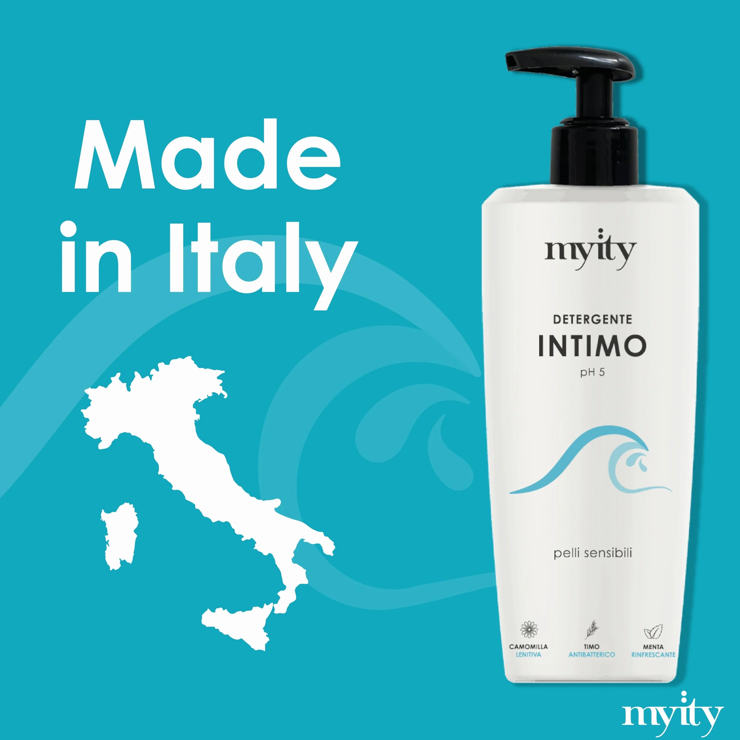 Detergente Intimo Myity pH 5 per Pelli Sensibili - Antibatterico, Rinfrescante, Senza Profumo, Vegano