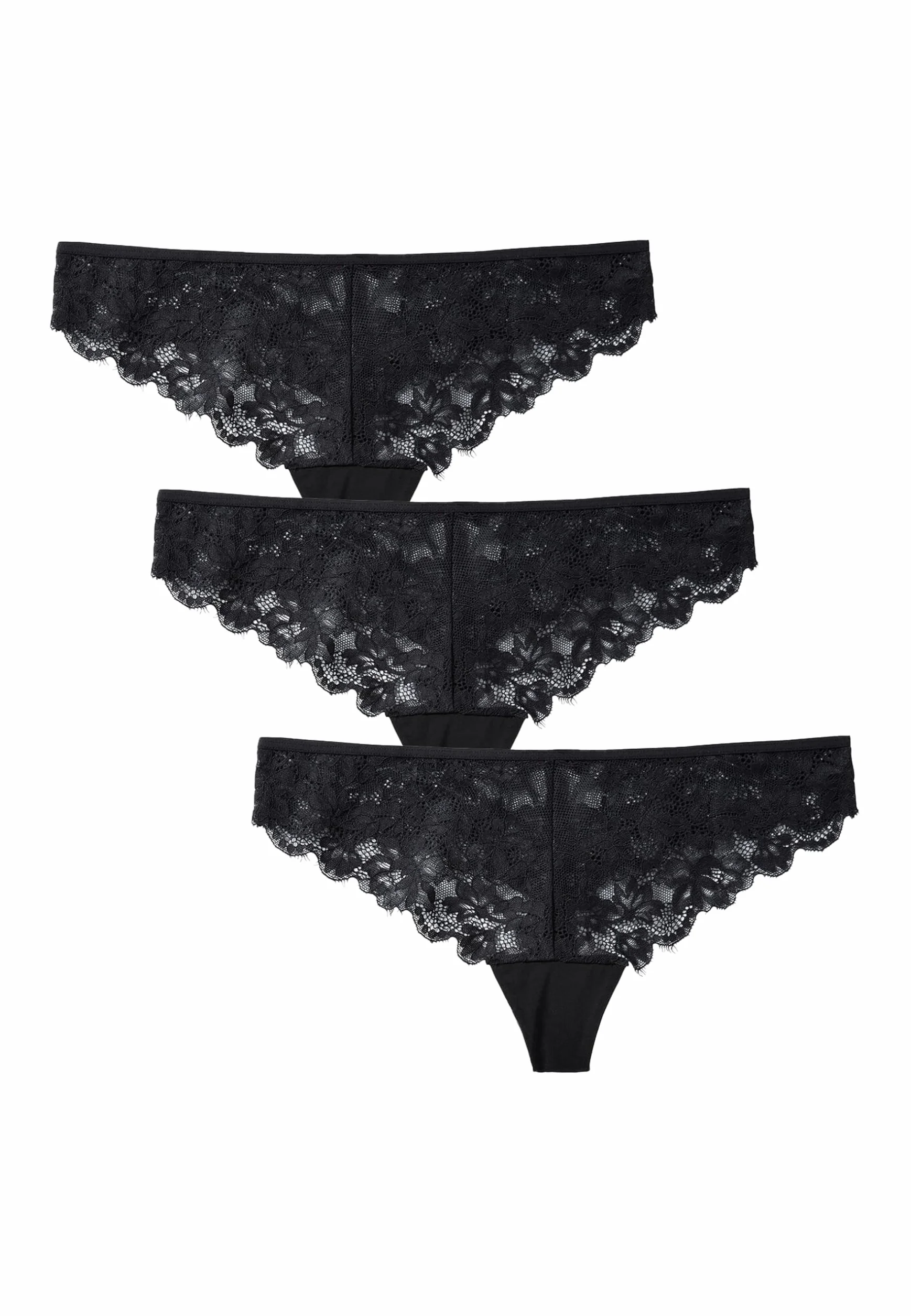 Lovable Perizoma Pizzo Elasticizzato Confezione 3 Pezzi So Lacy Panties Donna Nero M