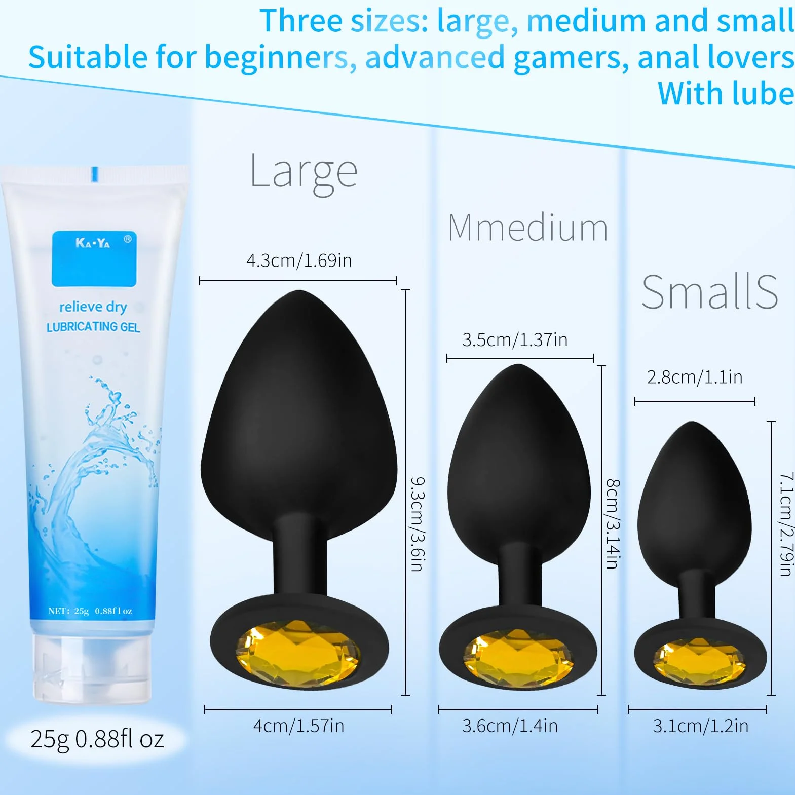 Plug anale # per donne e uomini, set di plug anali con lubrificante, plug anali in silicone, grandi, medi e piccoli, per principianti, donne, uomini e coppie