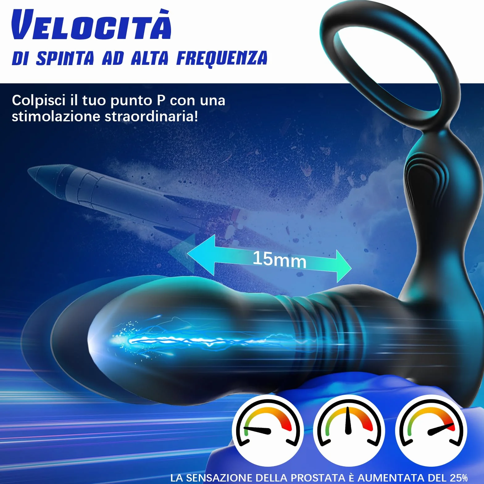 Prostata Vibratore Anale Plug 3 in1 per Uomo Sex Toys con 7 Modalità