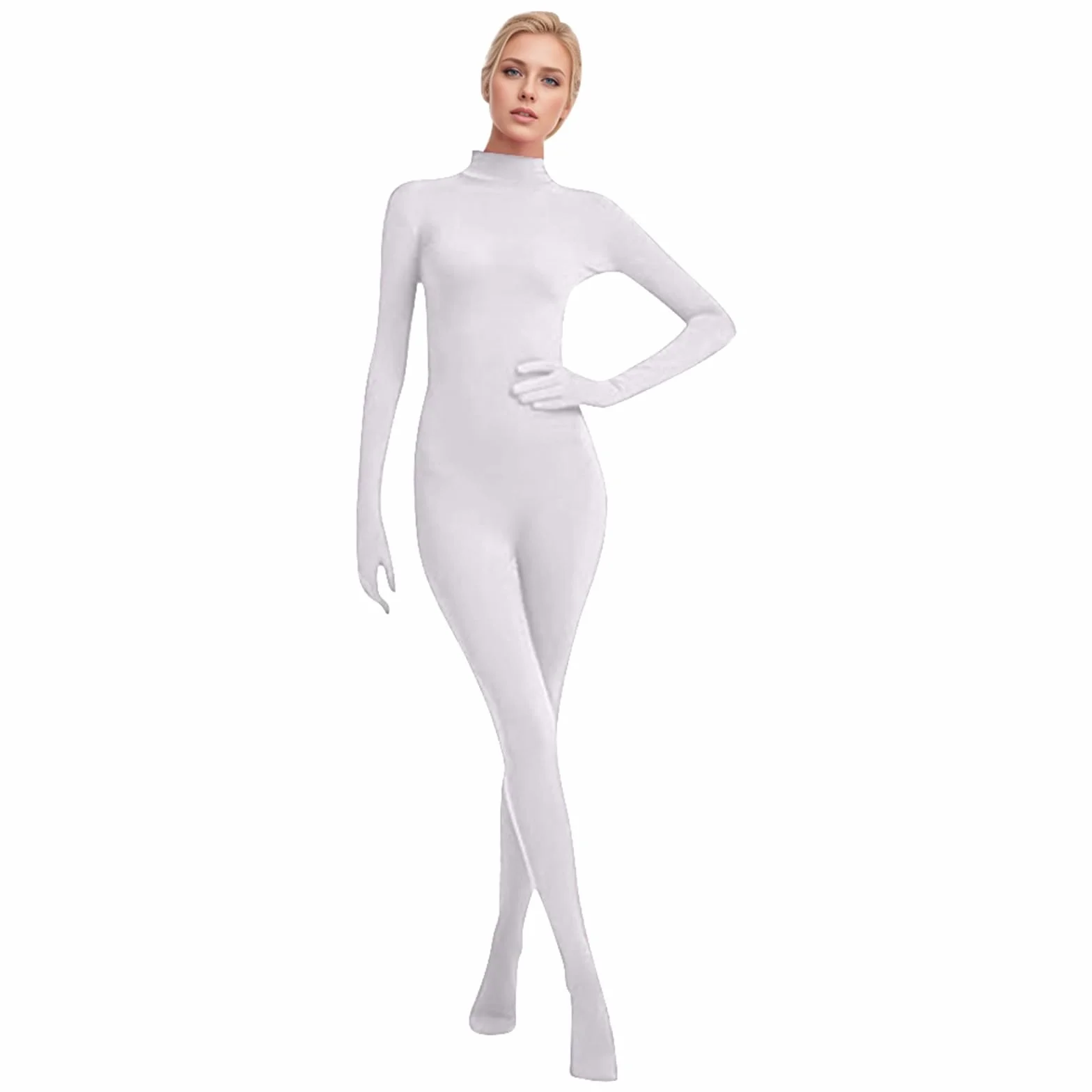 Zentai open face tuta integrale da donna cosplay leggings tinta unita