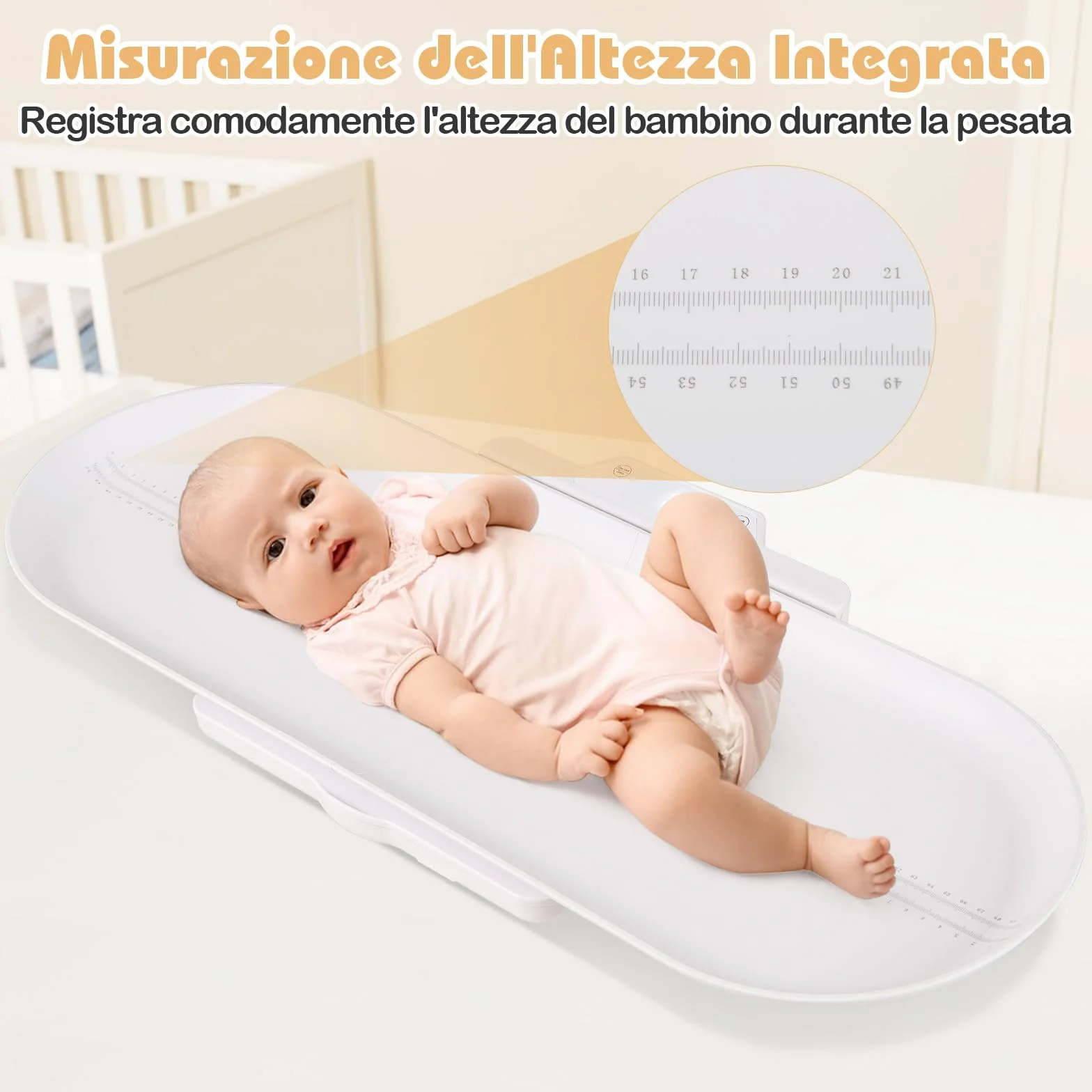 RELAX4LIFE Bilancia Multifunzionale per Neonati, Display Intelligente, Spegnimento Automatico, Portata 150 kg