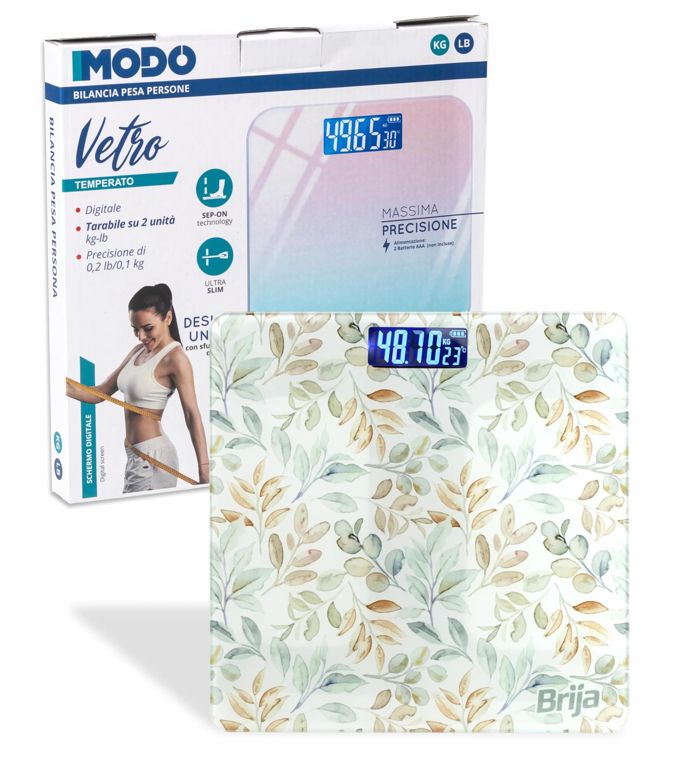 IPEA Bilancia Pesa Persone Digitale Ultra Sottile 180Kg 0,1KG Vetro Temperato