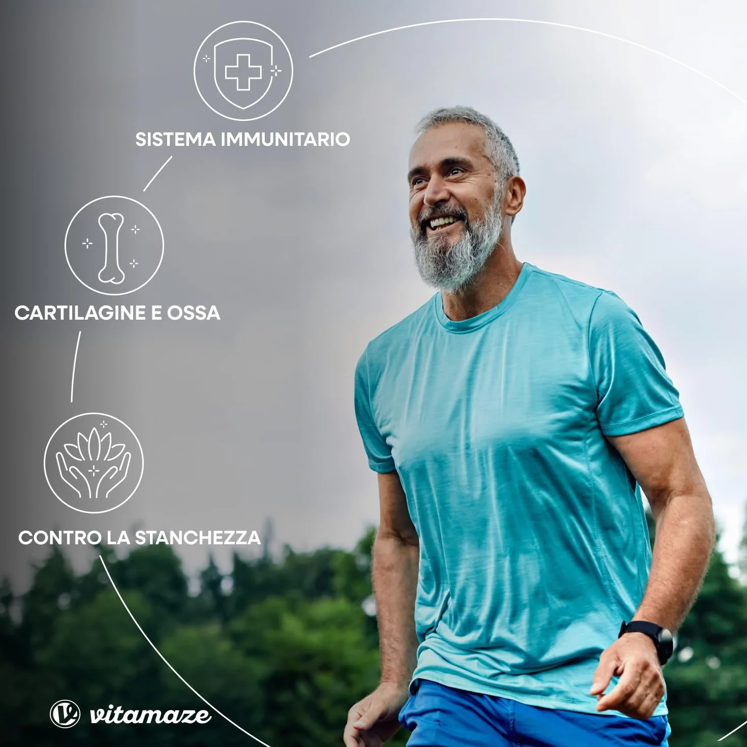 Glucosamina Condroitina MSM 2250 mg con Vitamina C, 240 Capsule, Articolazioni e Cartilagine Integratori, Alto Dosaggio, Naturale senza Additivi non Necessari, Qualitá Tedesca - Vitamaze®