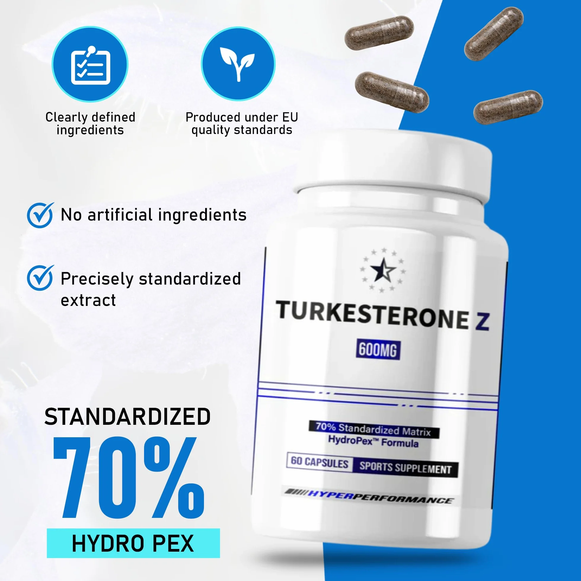 Turkesterone Supreme 70% with HydroPex™ - 60 V-Capsules (600mg) - Apex®