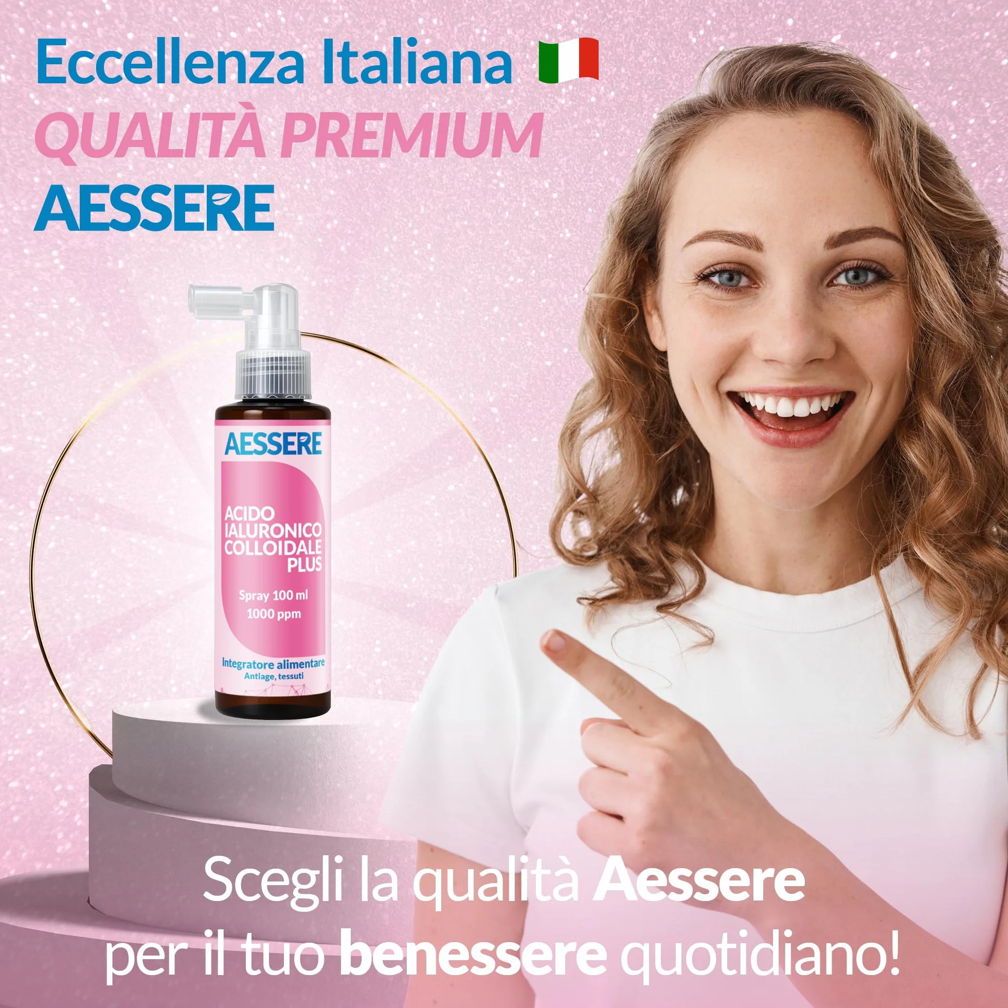 Acido Ialuronico Colloidale Spray 100ml Integratore Pelle Viso Idratazione Profonda Made in Italy