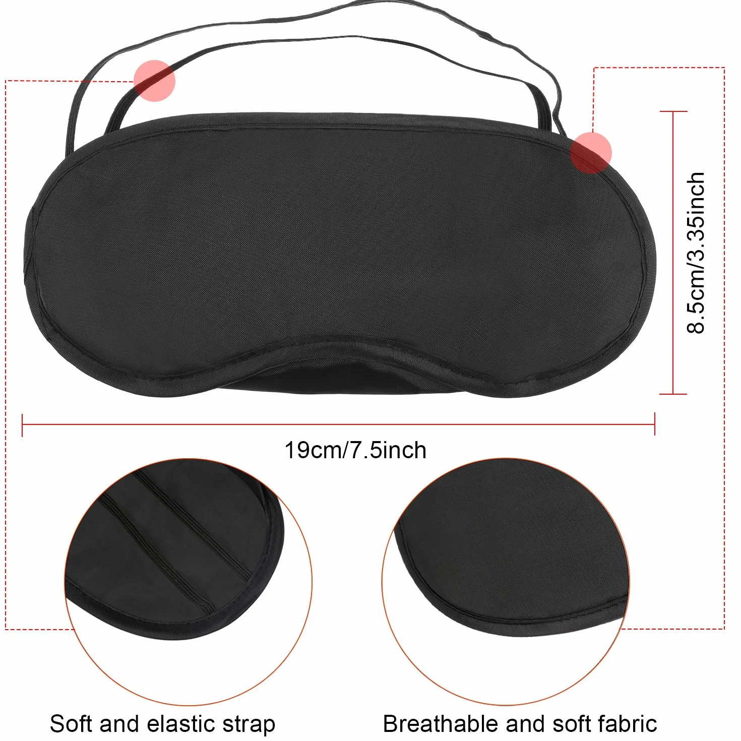 20 Pezzi Maschera per Occhi a Benda per Viaggio di Gioco del Sonno con Naso Pad (Nero)