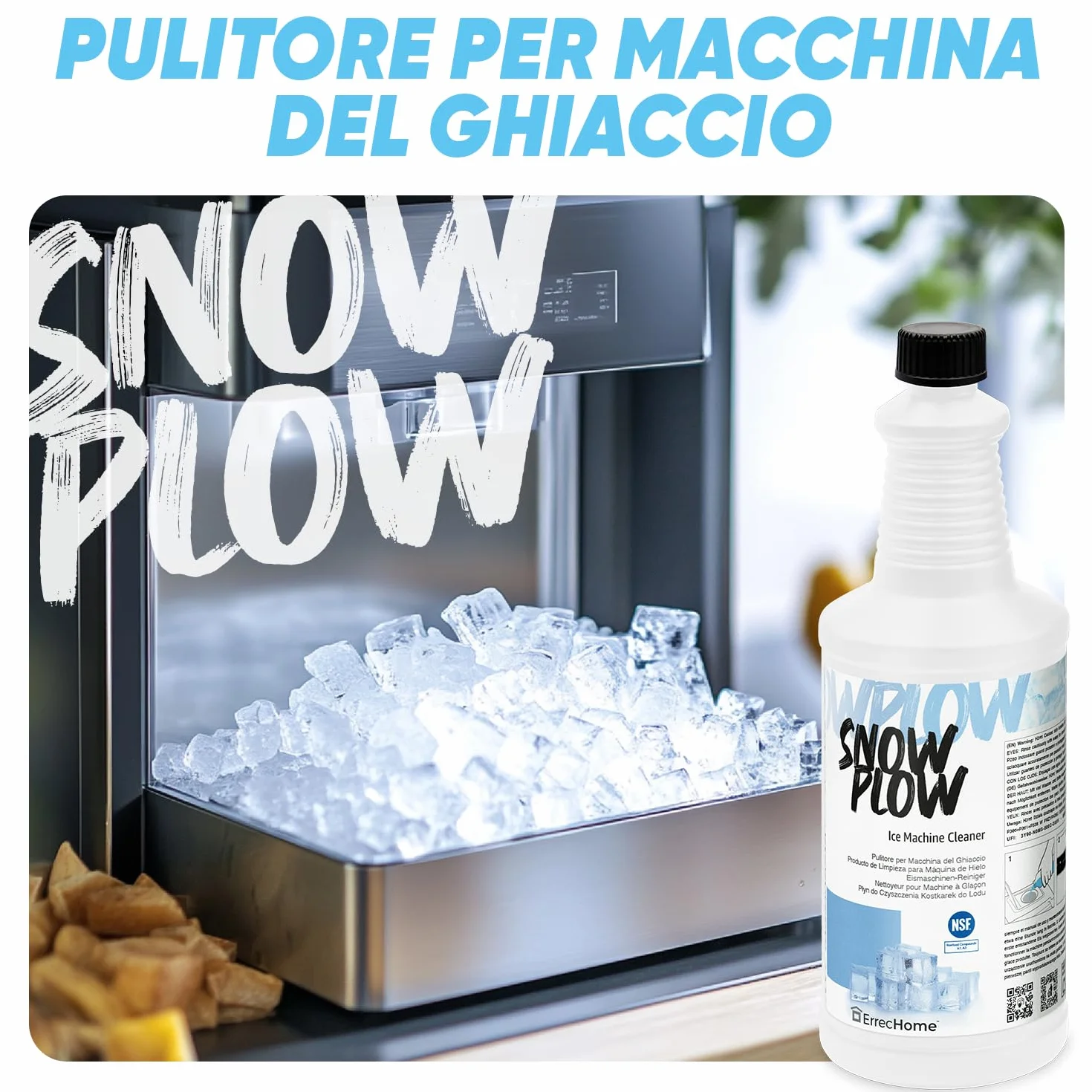 ErrecHome Snowplow Pulitore Disincrostante Anticalcare per Macchina del Ghiaccio 1 L NSF A1 A3