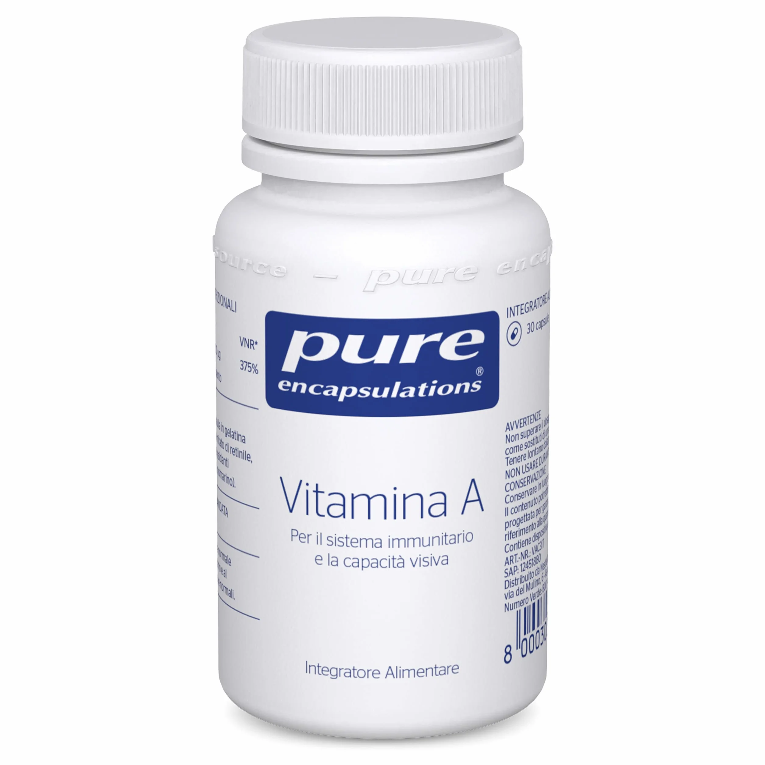 Pure Encapsulations - Vitamina A 10.000 IU - Supporto alla Vista, Funzioni Cognitive e Salute della Pelle - 30 Capsule Softgel
