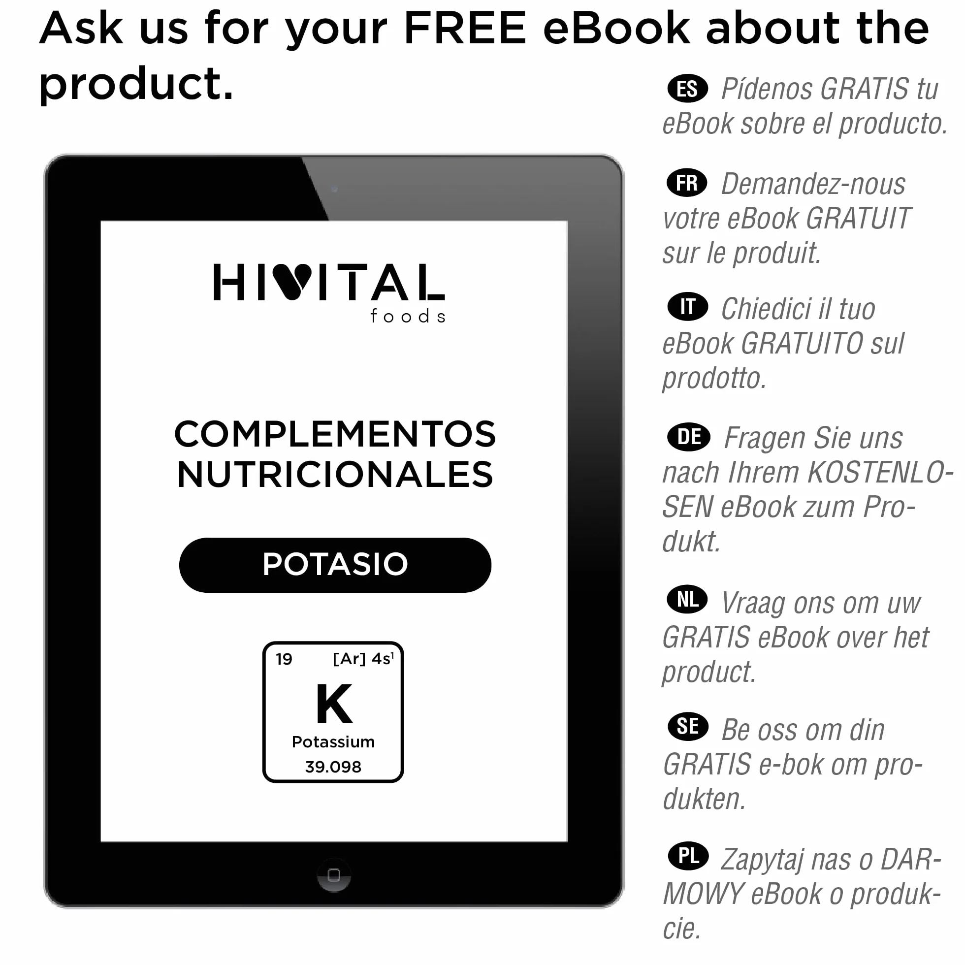 Potassio puro 1000 mg da sale organica Citrato di Potassio. 240 capsule vegane per oltre 2 mesi di trattamento. Minerale essenziale per l'organismo. Prodotto in Europa da HIVITAL