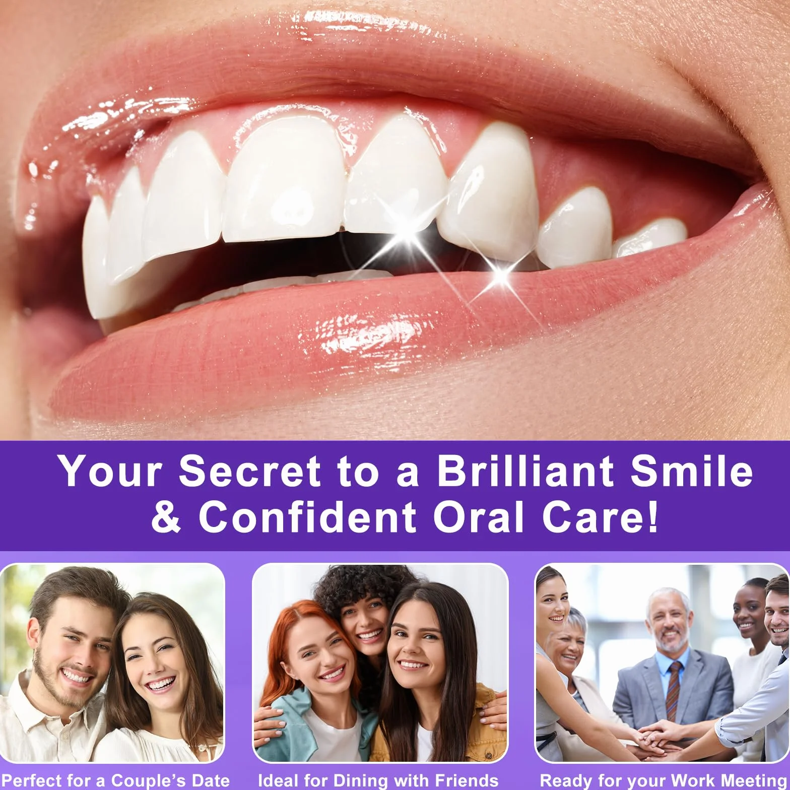 Strisce sbiancanti dei denti viola Strisce sbiancanti 14 trattamenti per smalto sicuro, Teeth Whitening Strips Dall'interno, At-Home Kit sbiancante - Sensitivity Free